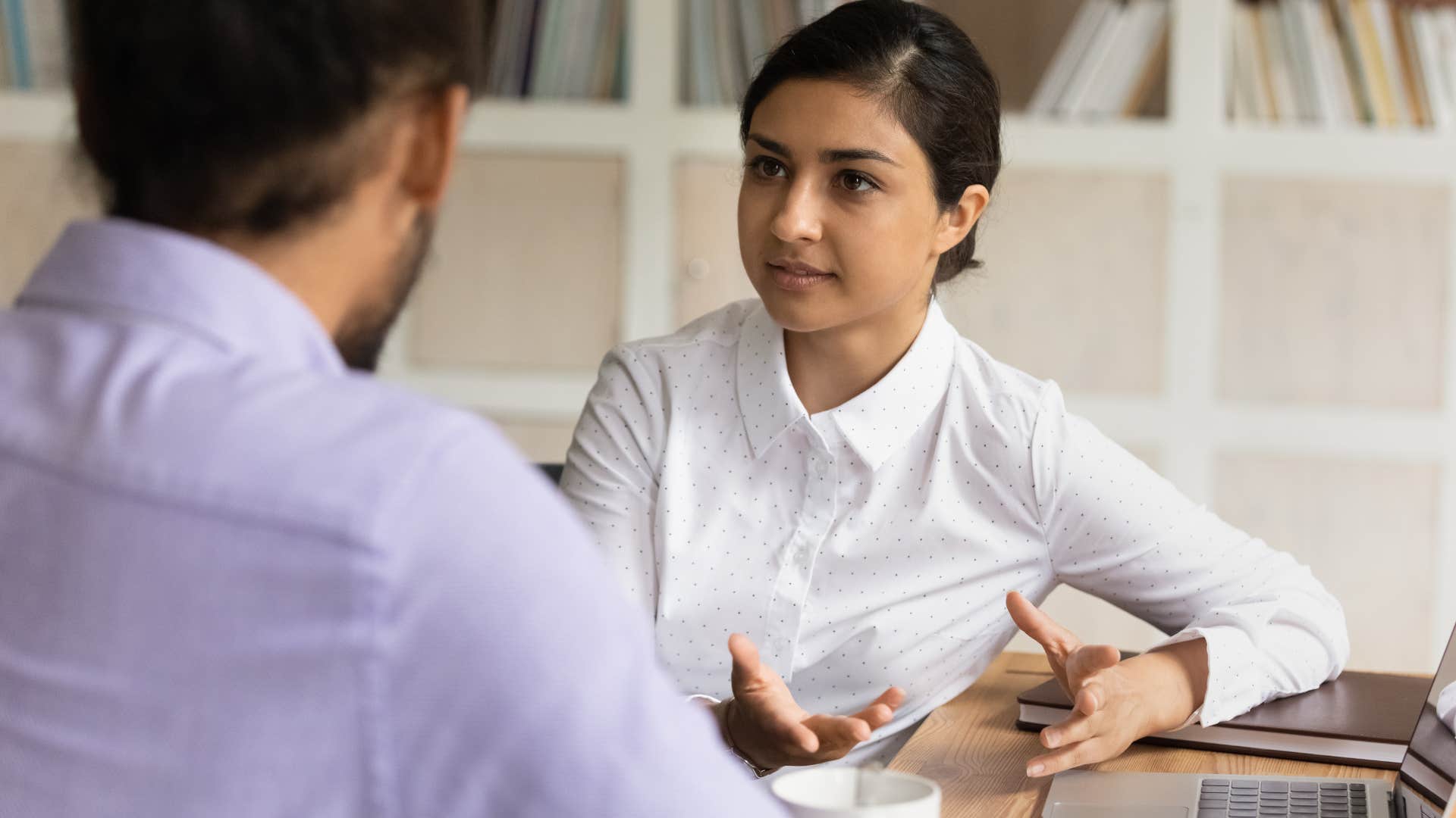 woman with no clue how real life works telling colleague I'd never let that happen