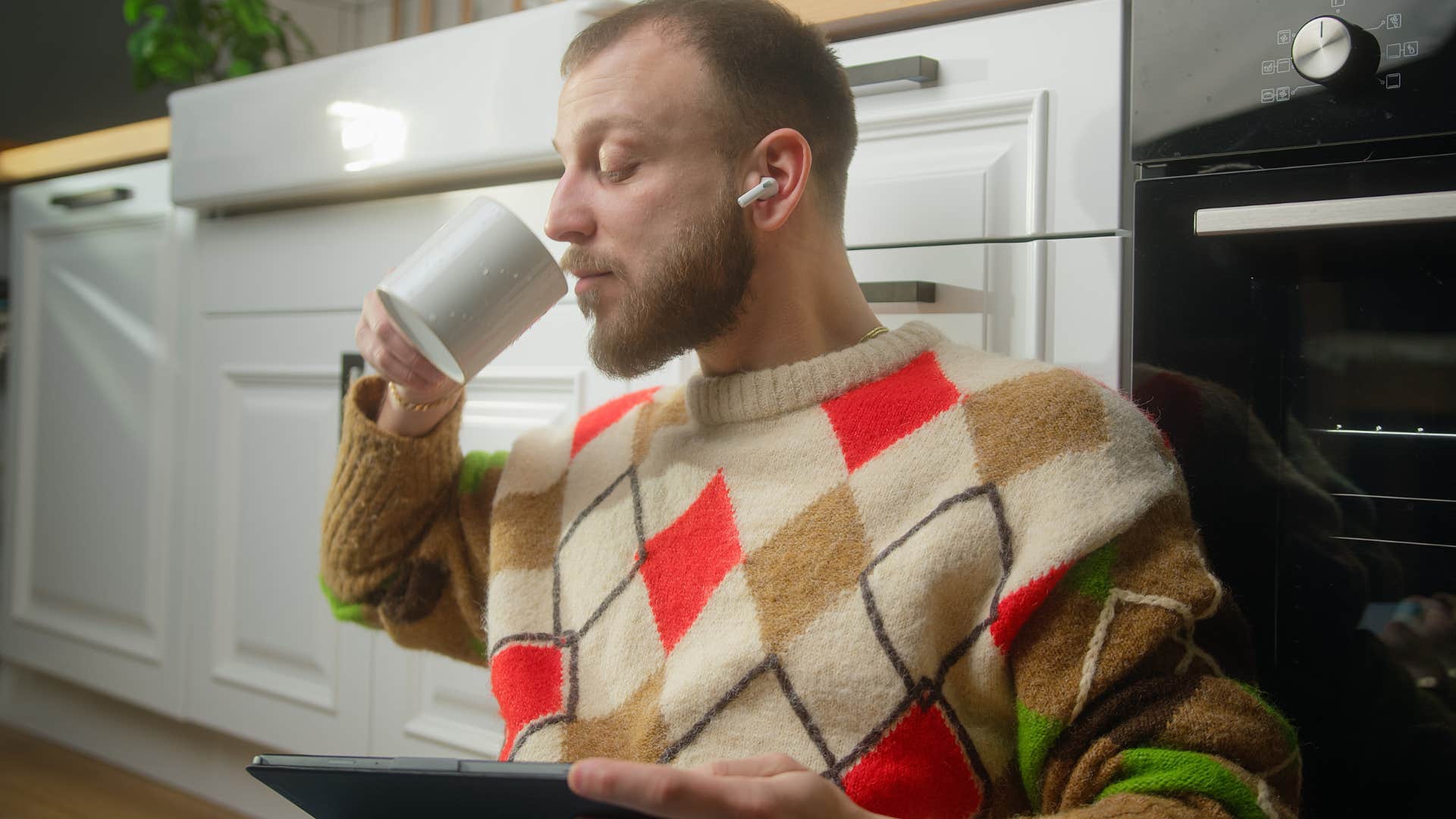 man who finds motivation in silence drinking coffee alone