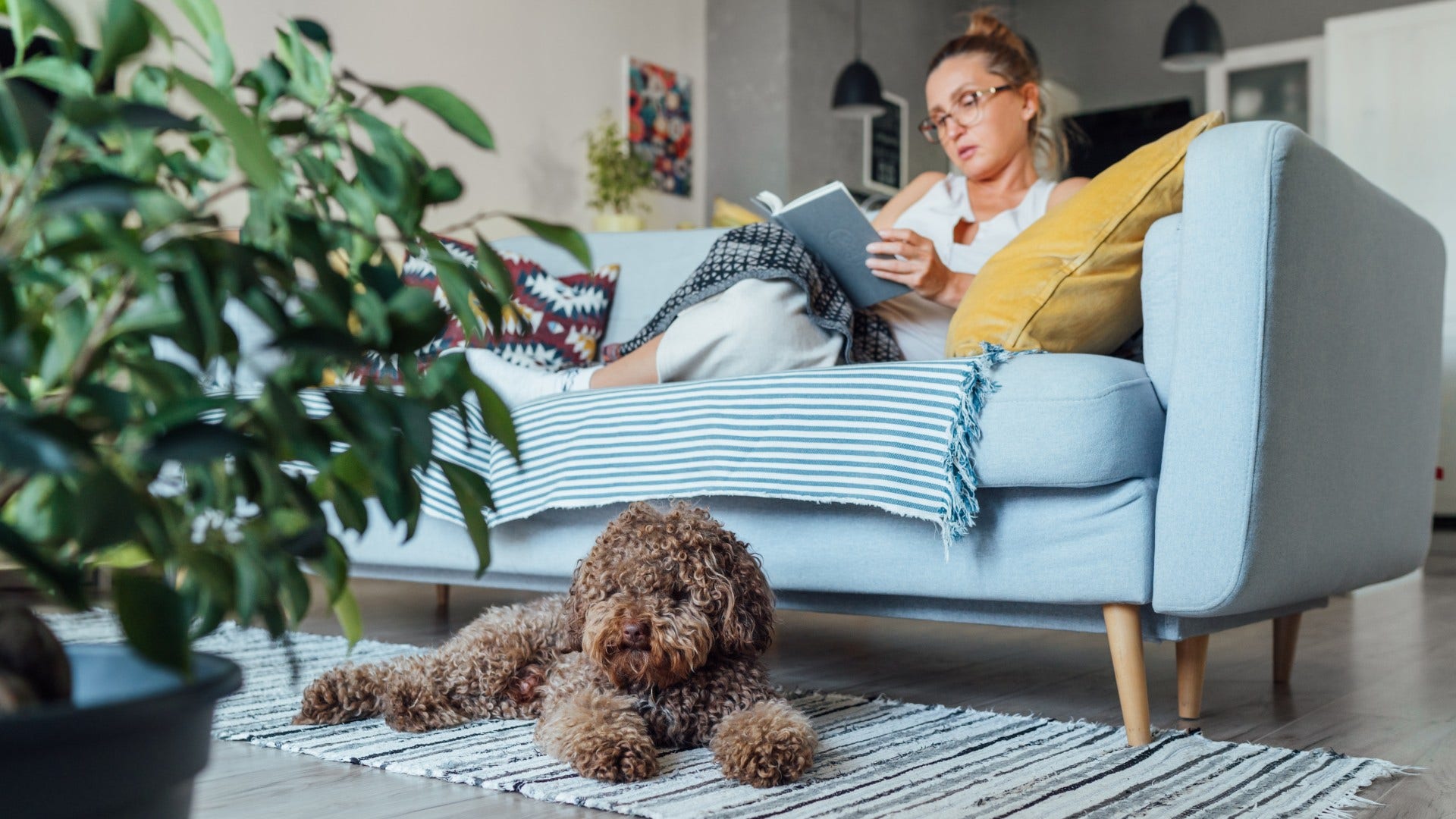 woman who remembers life before the internet as she reads long-form information