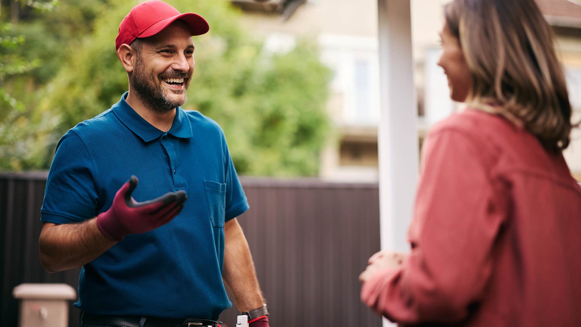 woman who respects people regardless of status talking to a service worker