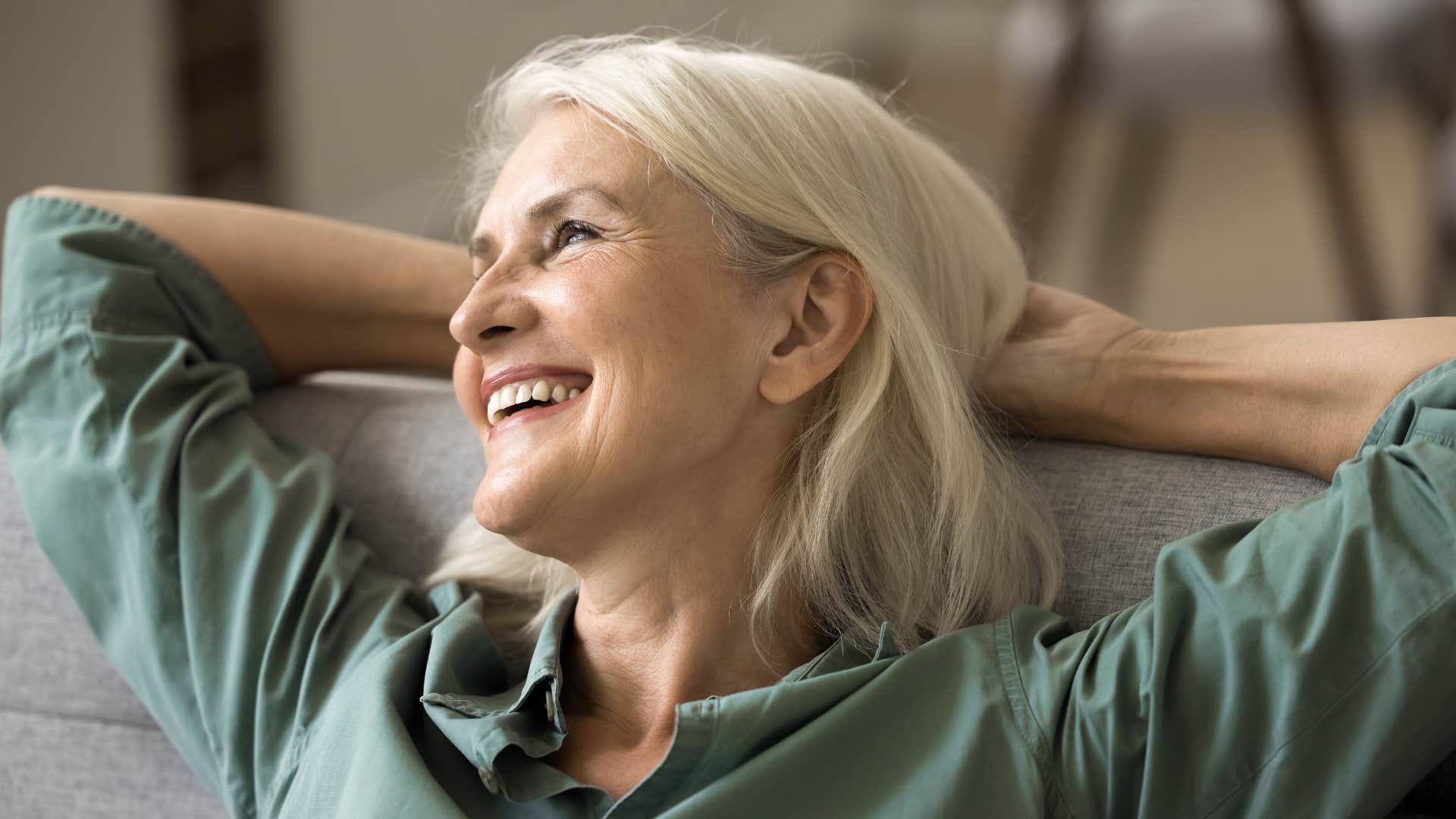 Relaxed older person sm iles showing positive outcome