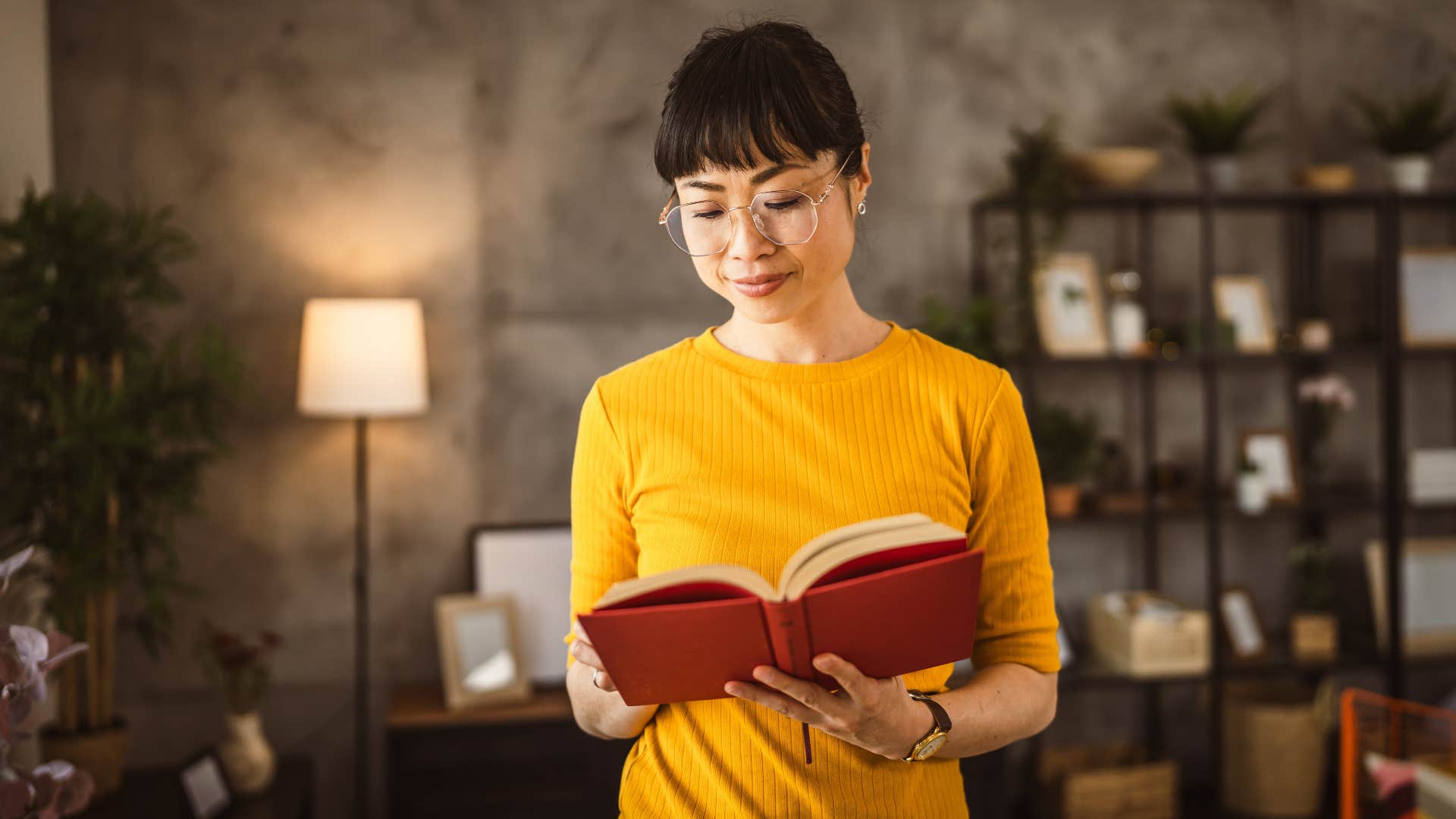 happy person reading book