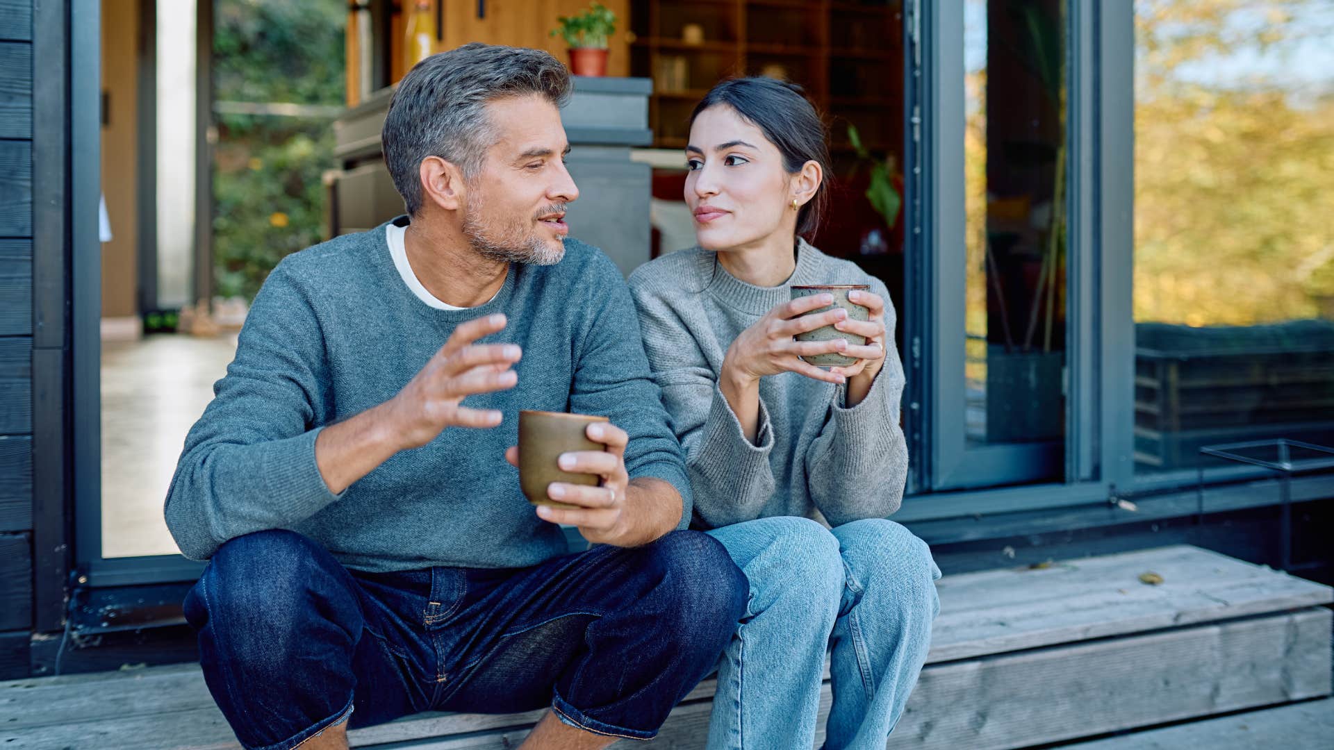 couple putting effort into their relationship talking over tea