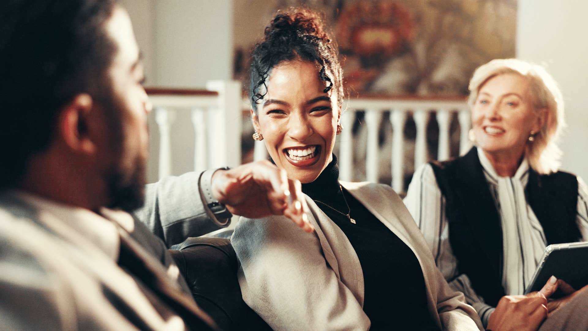 woman who tells dad jokes as she doesn't take herself too seriously