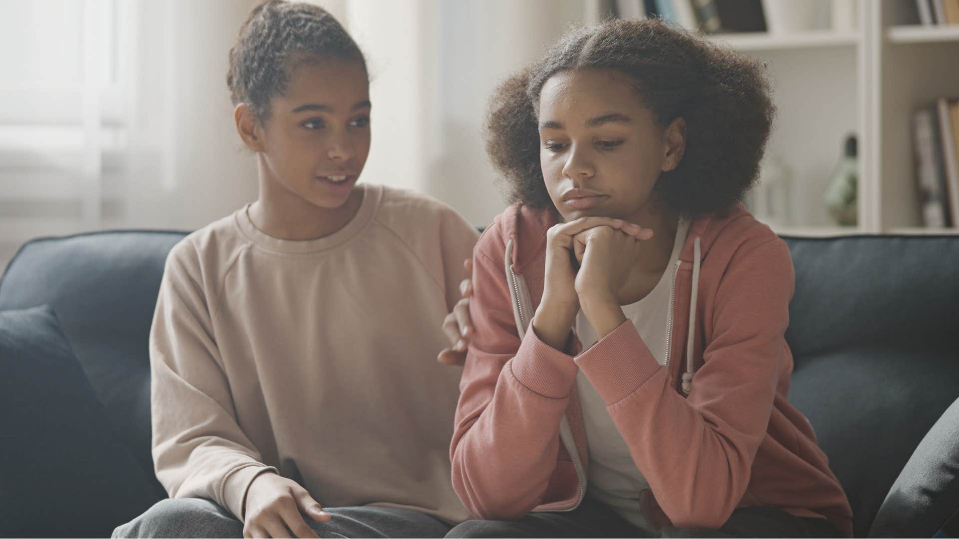 little girls having difficult conversations together