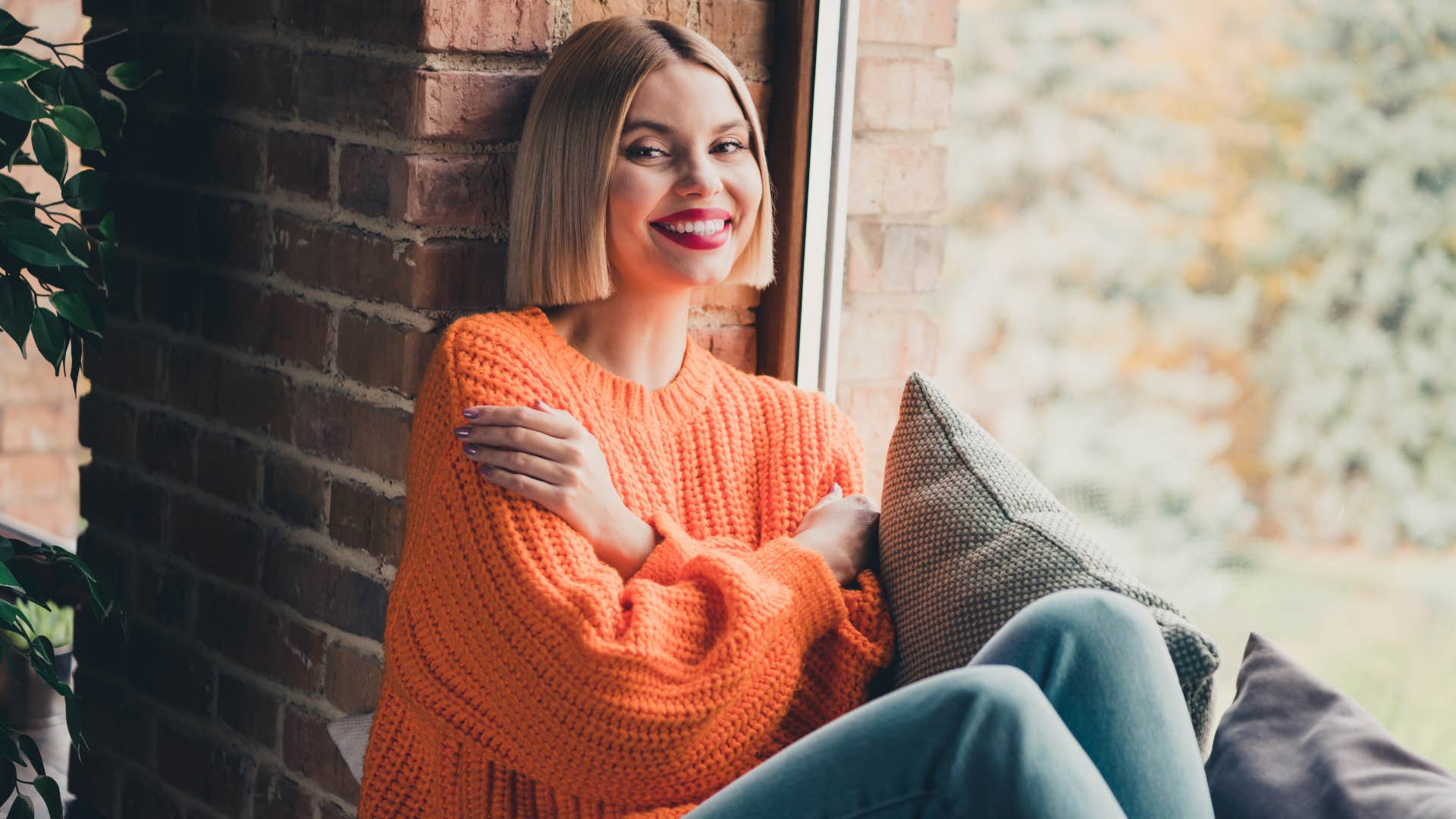 woman respecting herself smiling confidently