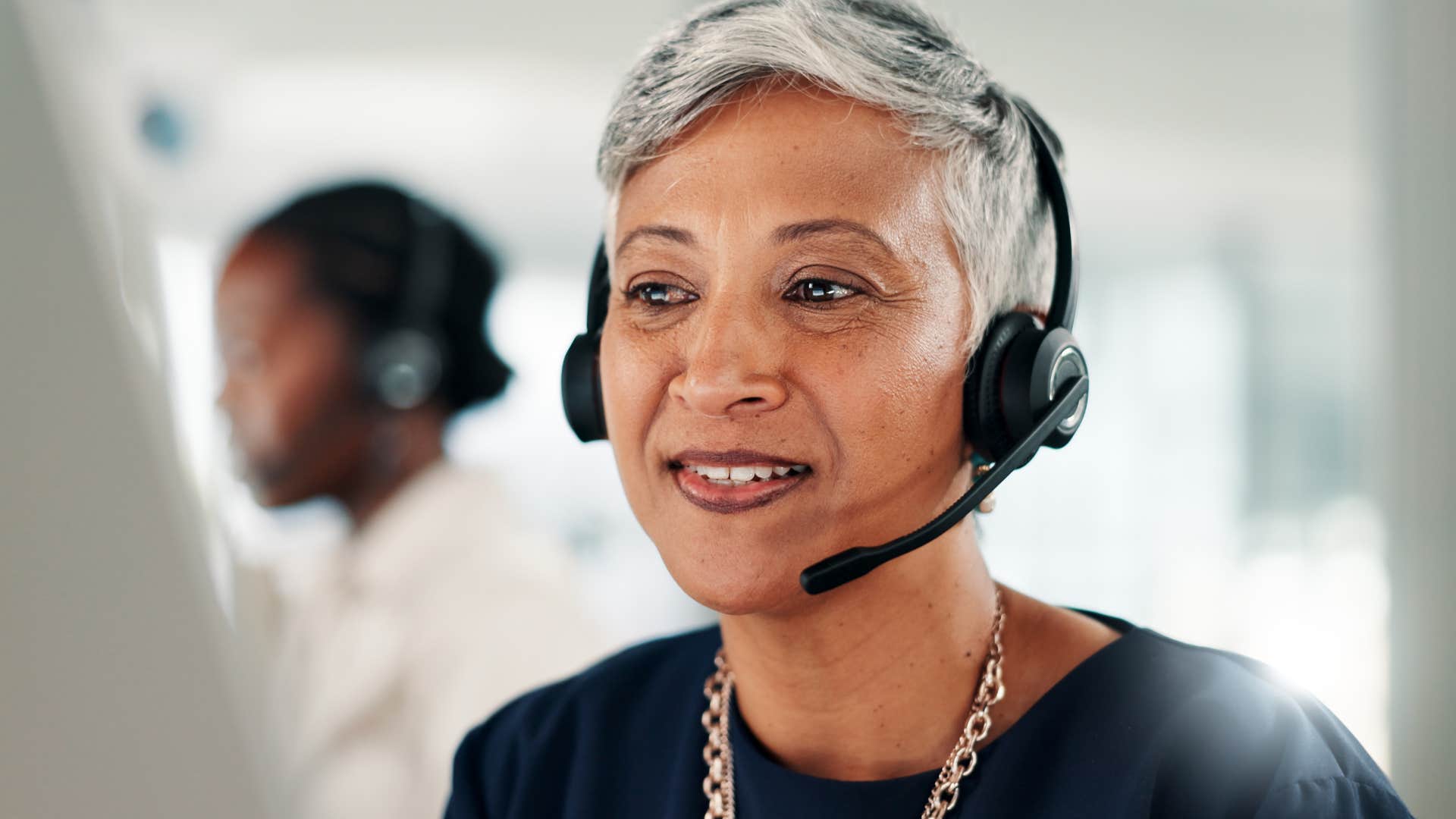 customer service worker on phone with thick skin