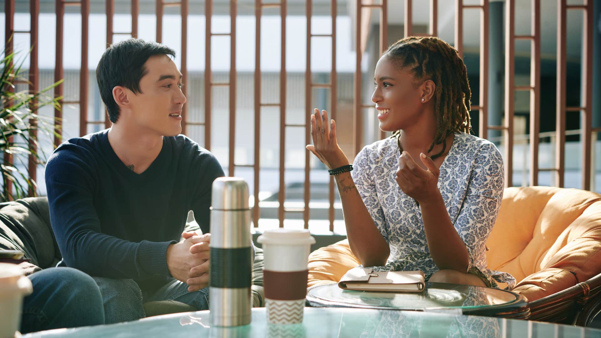 relaxed people chat showing self-control strategy