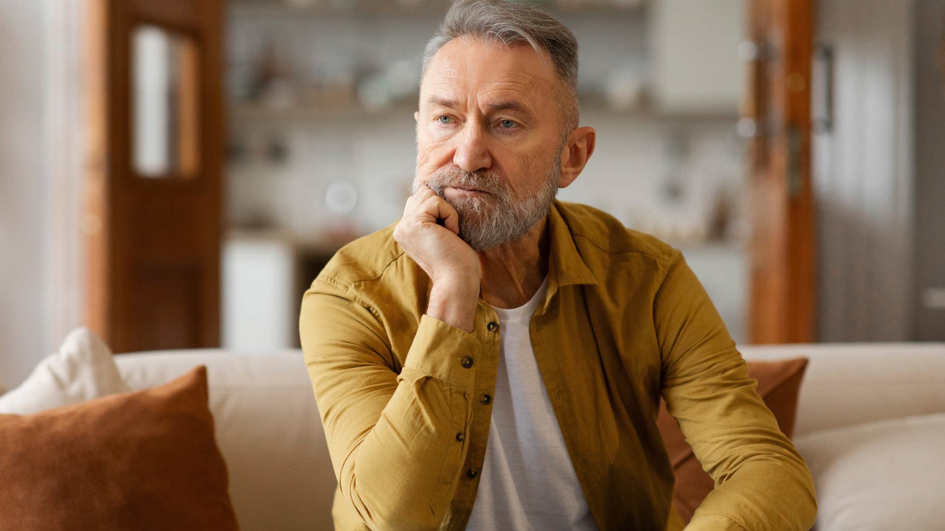 Man saying "it's too late for me" at home.