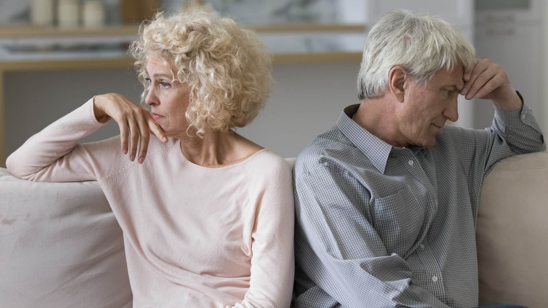 upset couple ignore each other showing exit from love