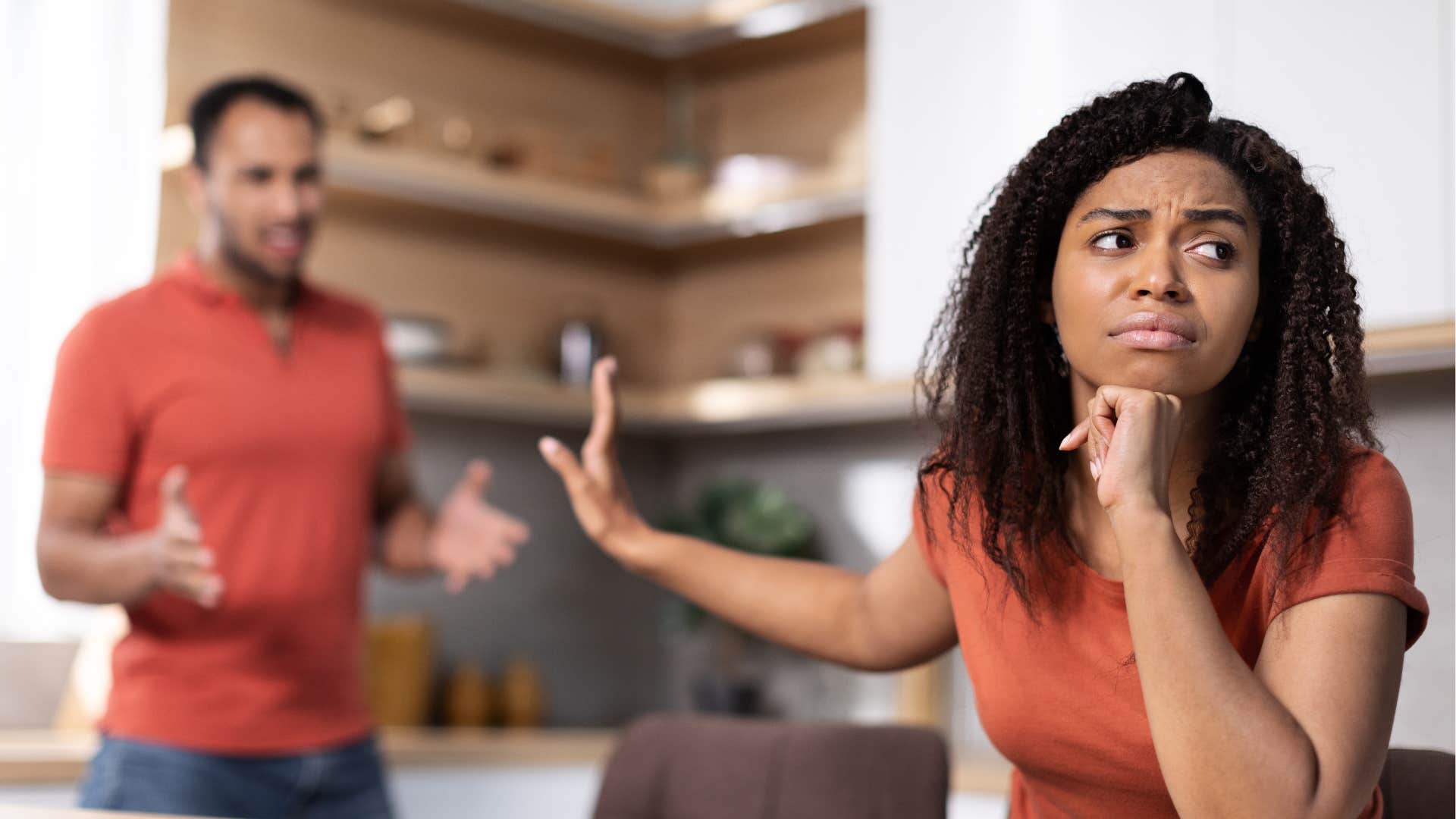 Upset couple argue about same things showing not in love anymore