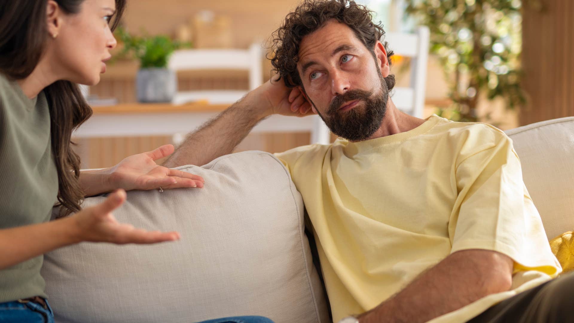 passive aggressive man telling partner that's interesting