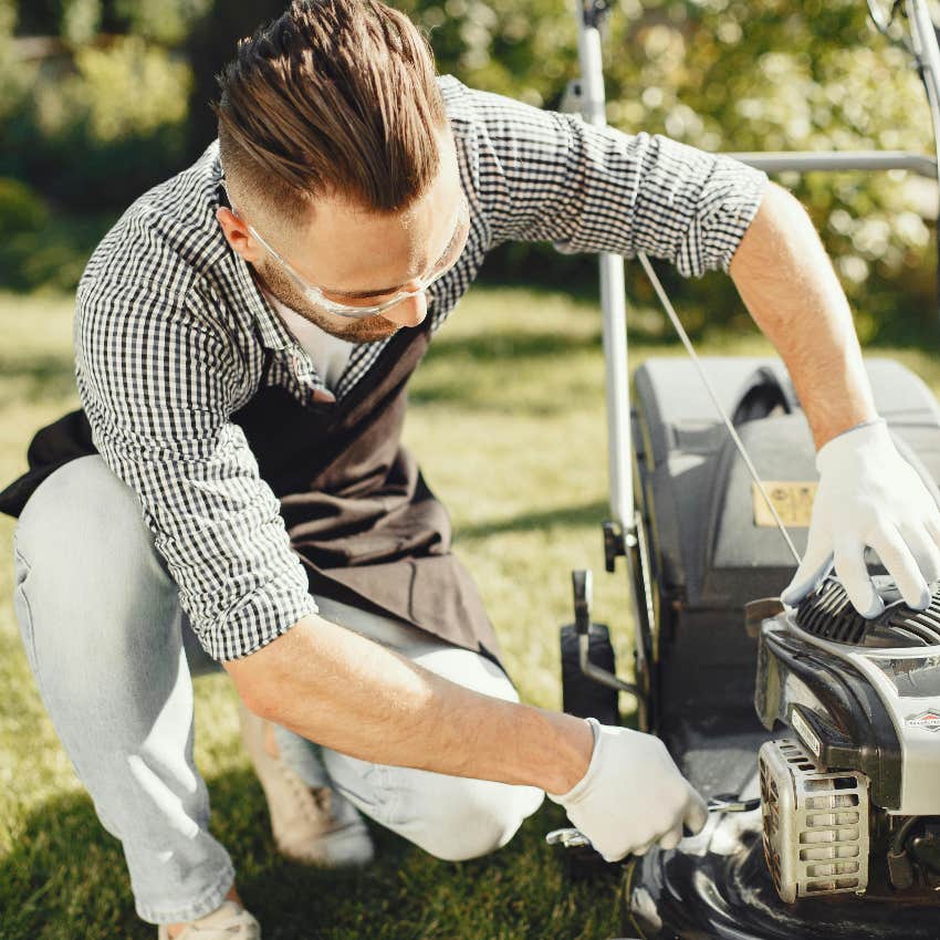 man doing yardwork