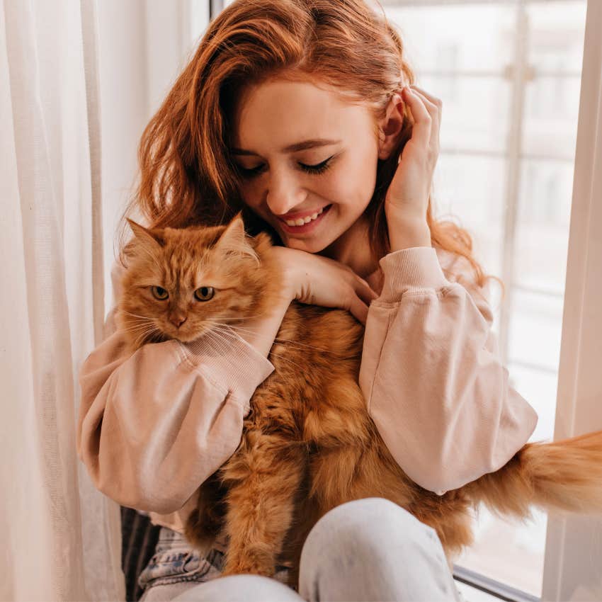 woman who loves her cat prefers alone time