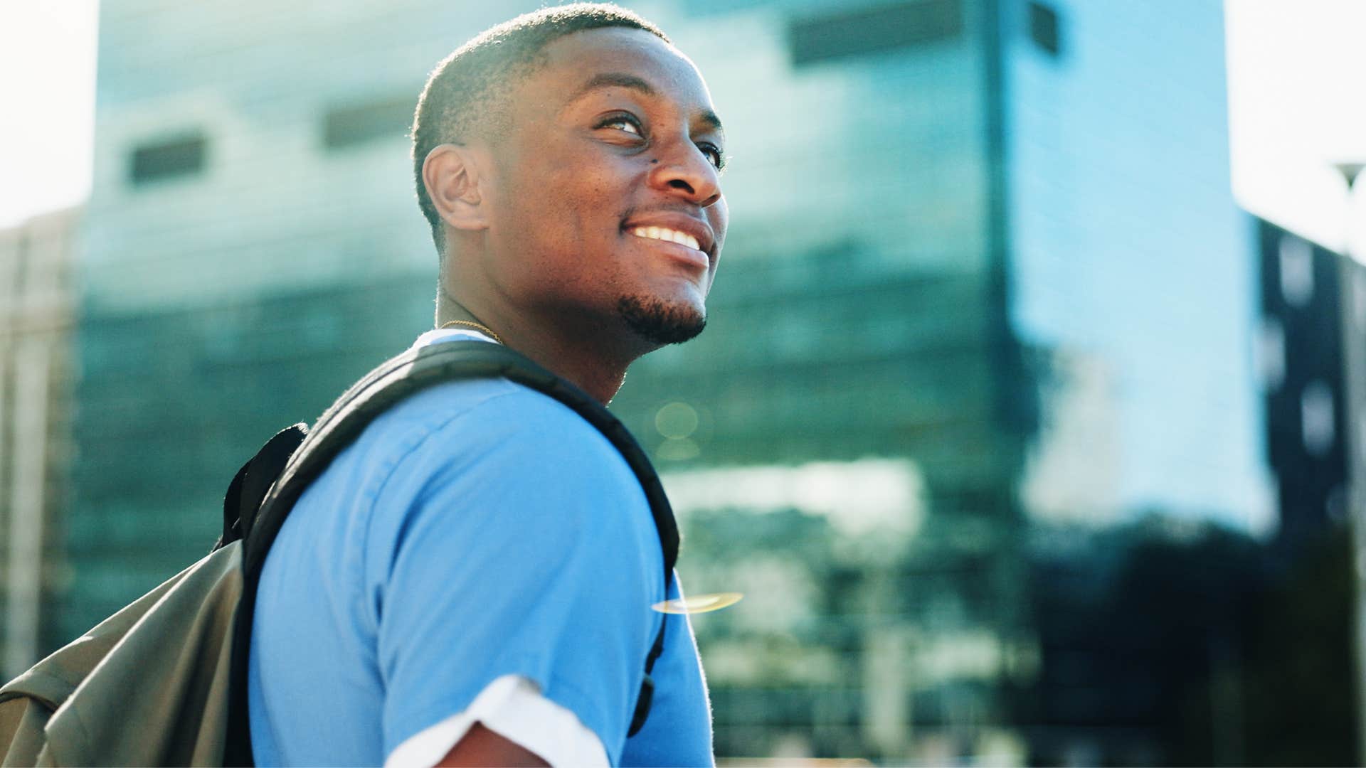 mentally exhausted man catches himself daydreaming during conversations