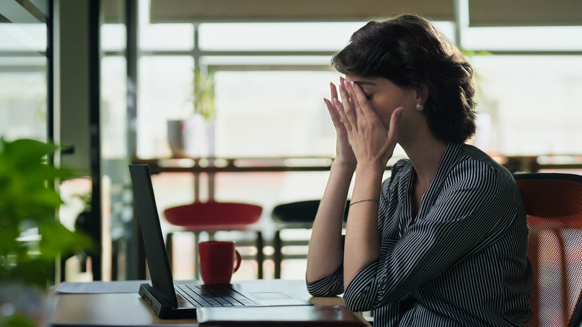 mentally exhausted woman's patience for careless thinking has gotten noticeably shorter