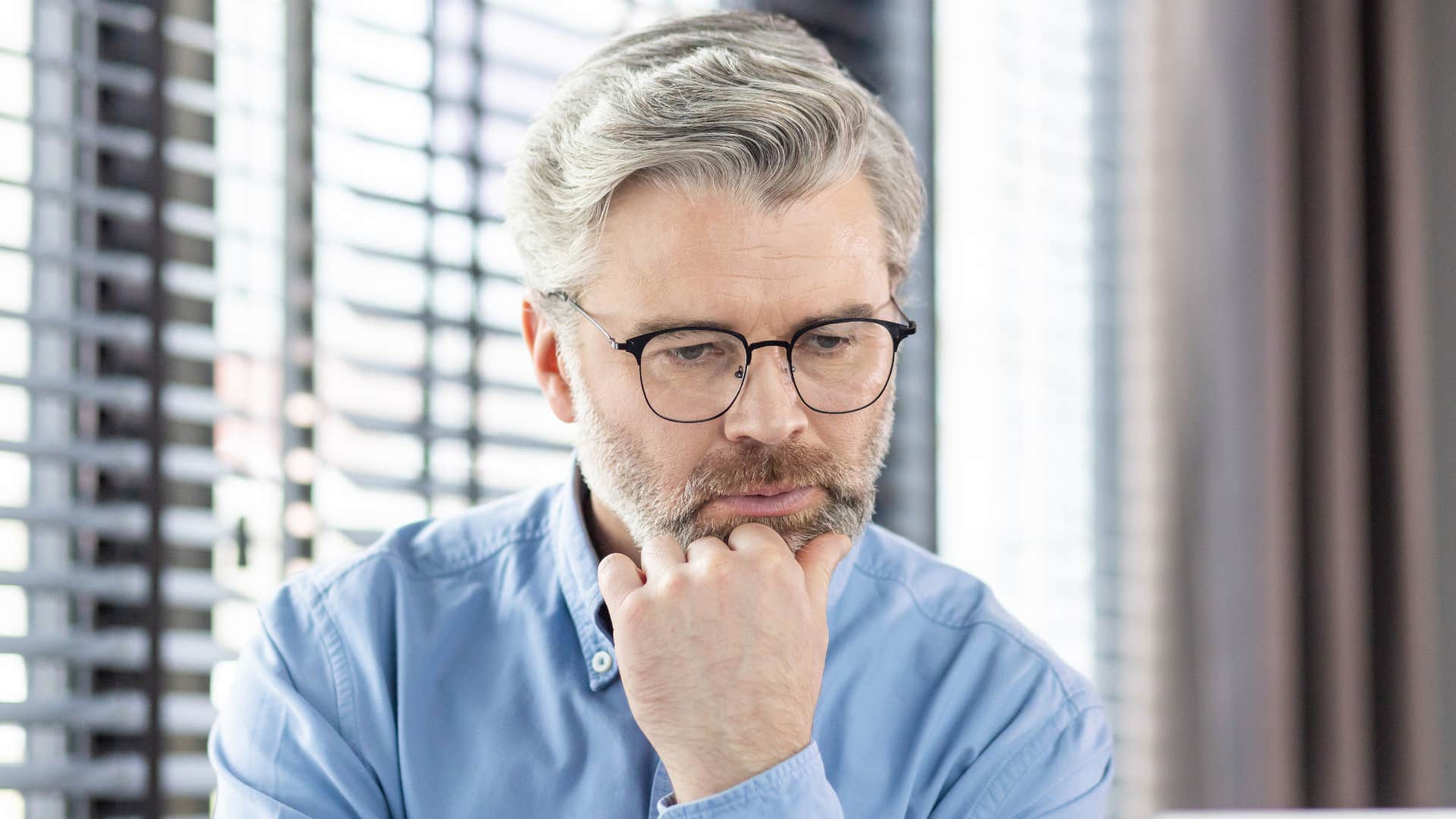mentally exhausted man notices patterns in people's behavior that everyone else seems to ignore