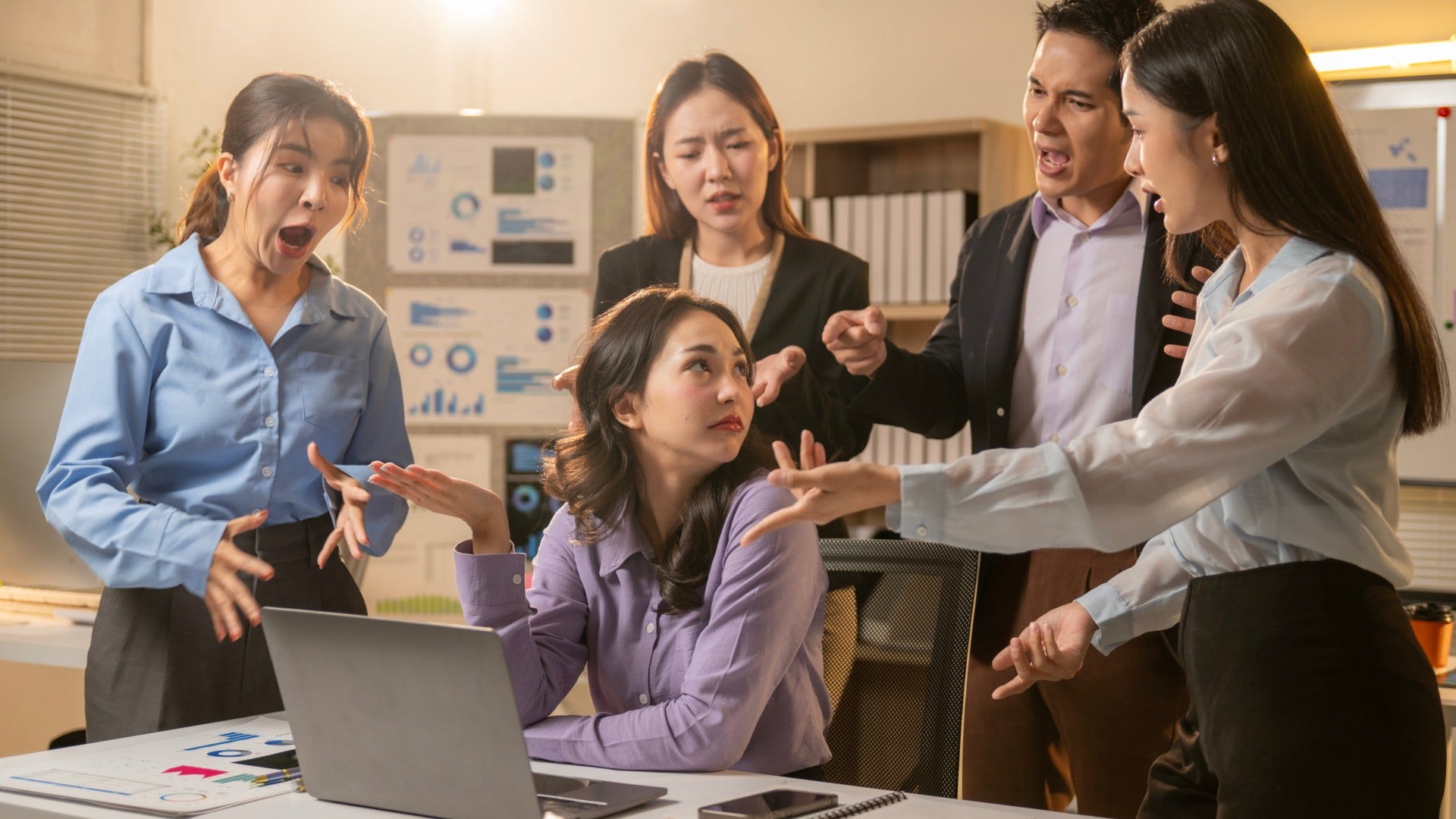 woman who frequently offends others as feedback comes indirectly