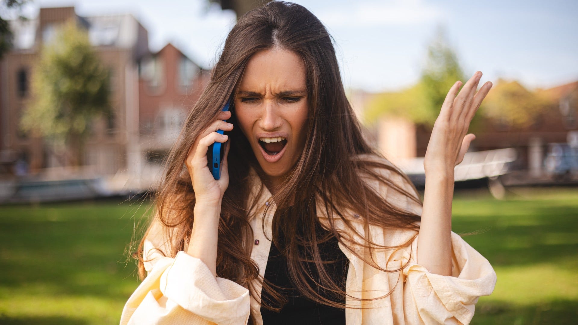 woman who is in a boring marriage in the best way calling spouse after a calamity happened