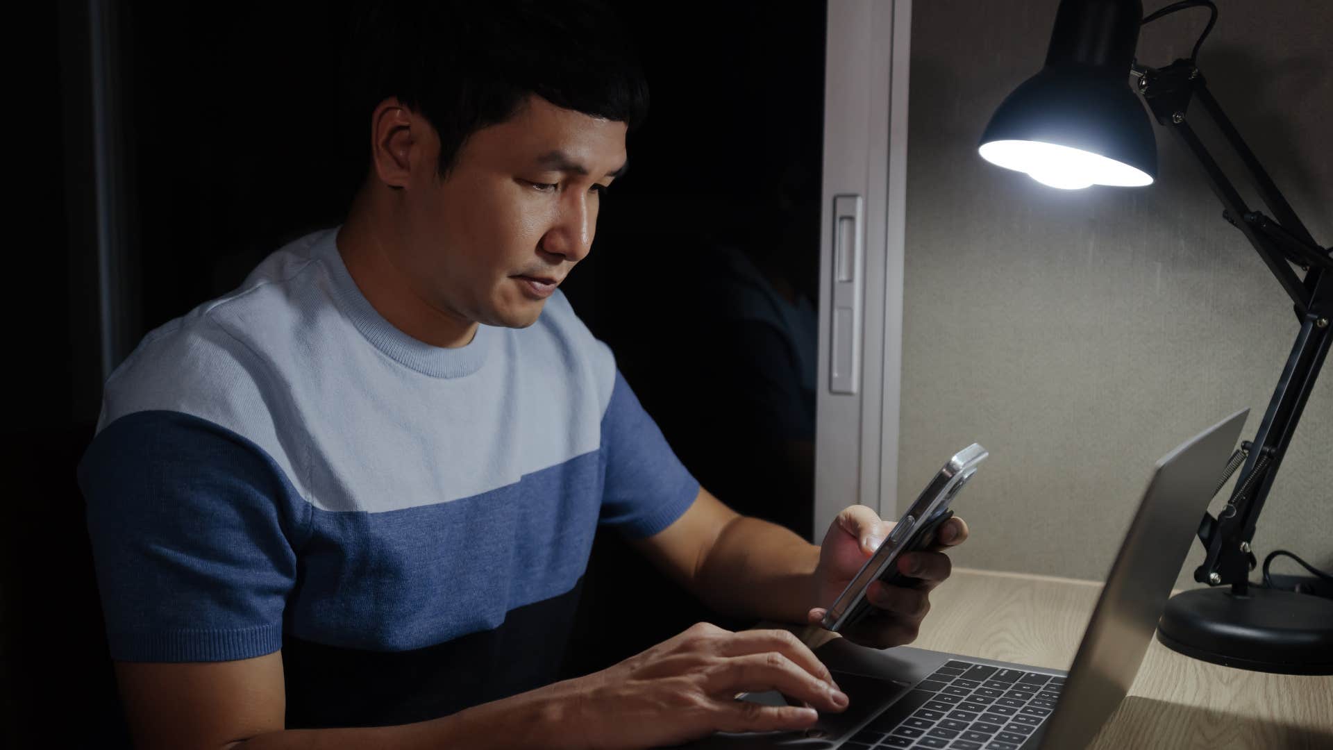 man with zero life outside work staying up late on the job