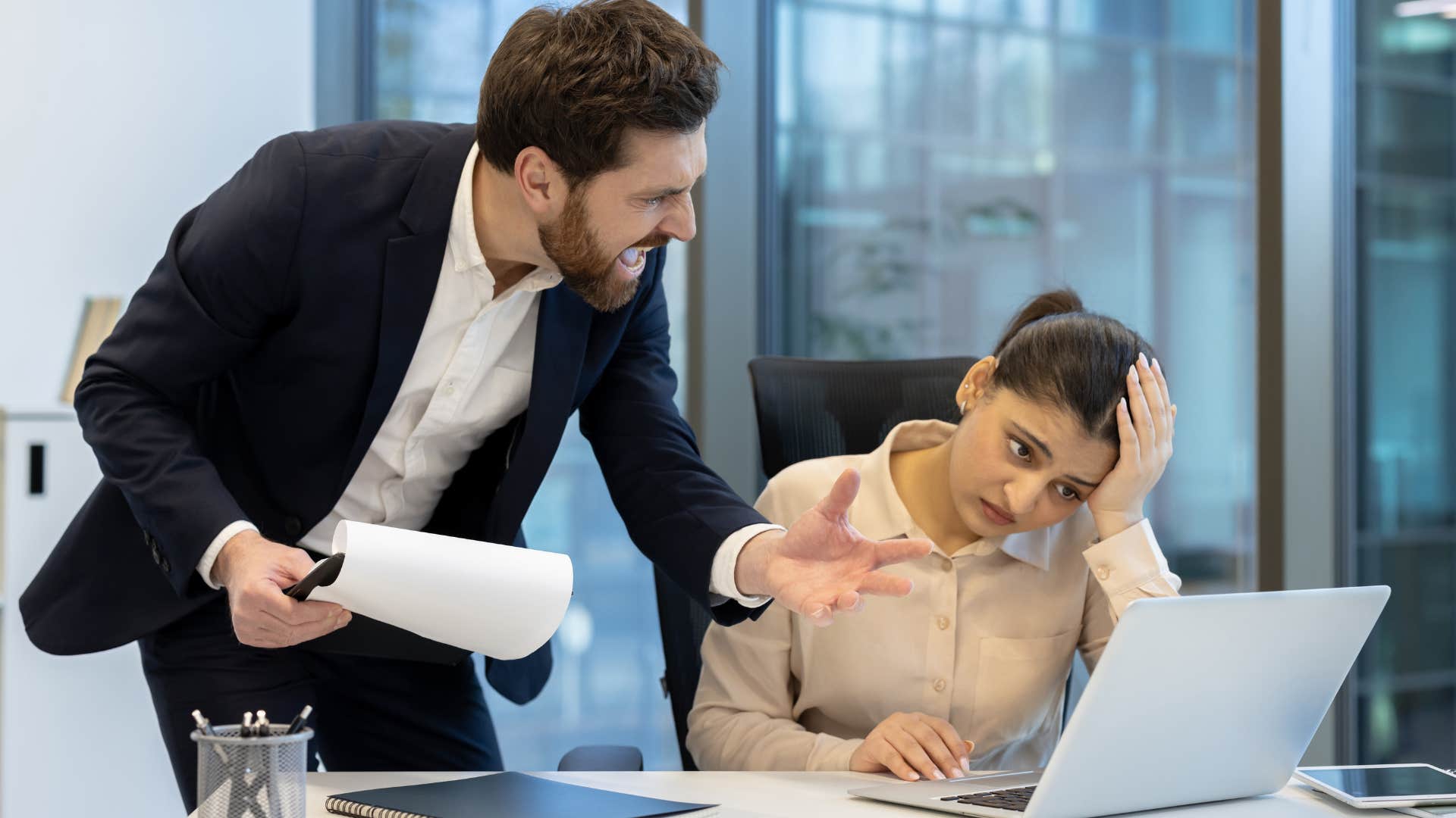man who operates from a place of urgency arguing with co-worker