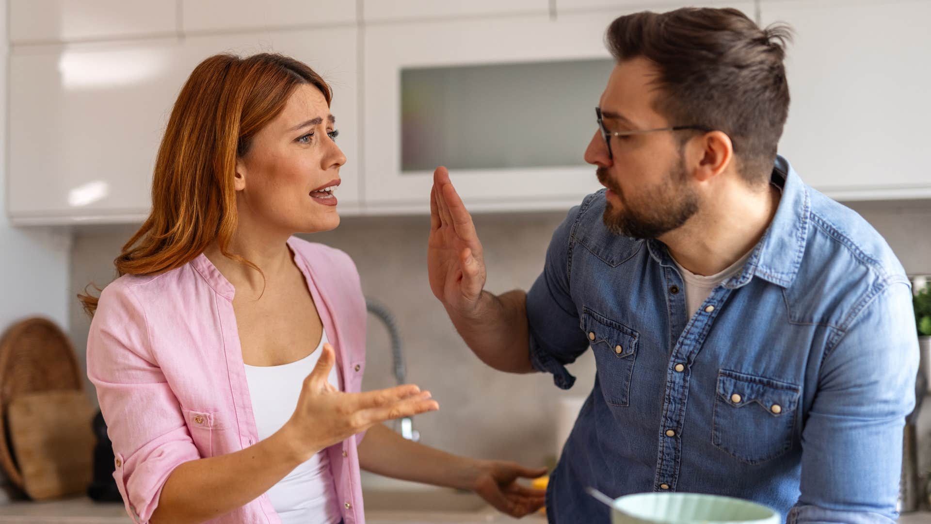 intellectually lonely woman having heated debate with partner about the news