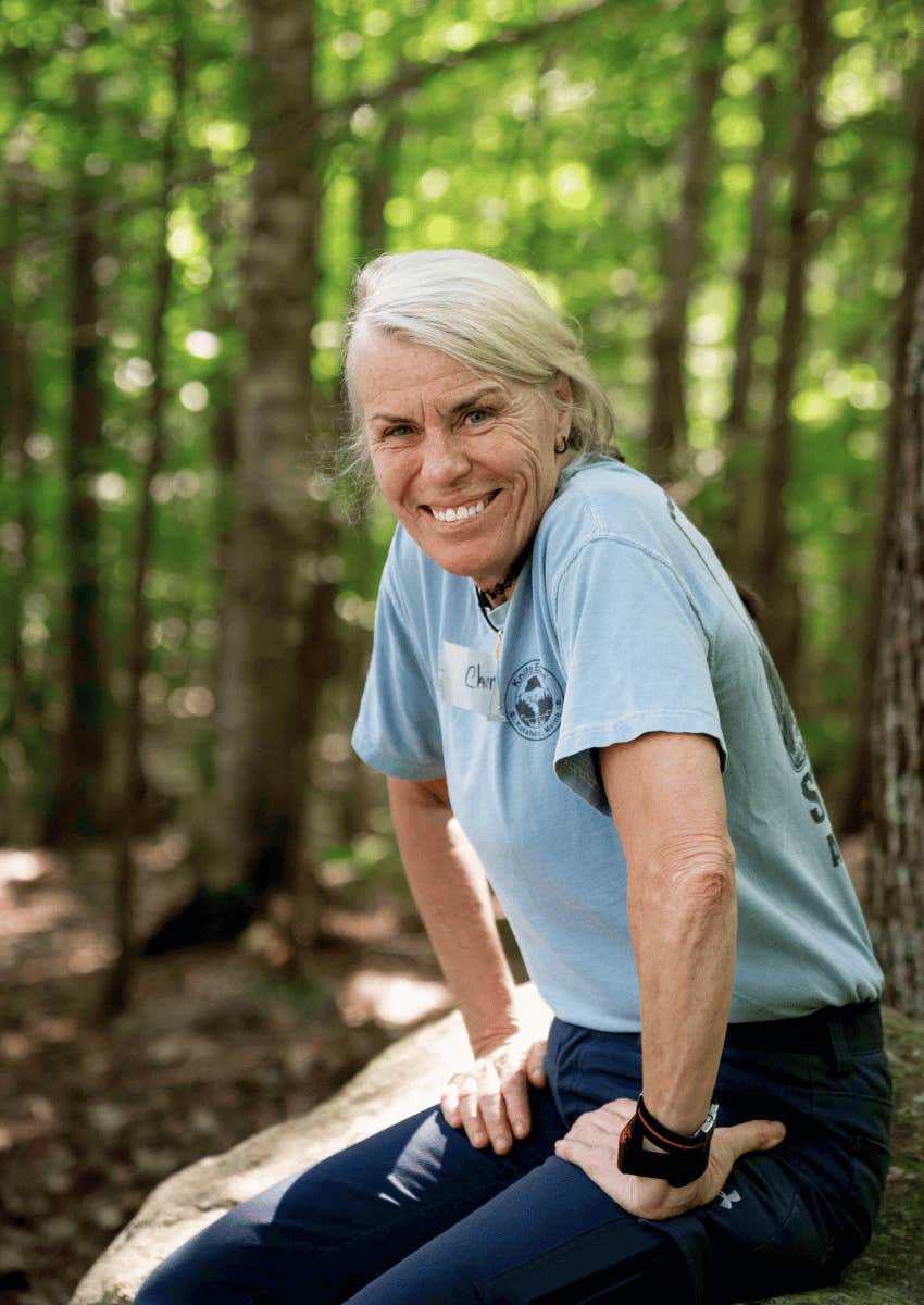 truly happy smiling woman hiking outdoors