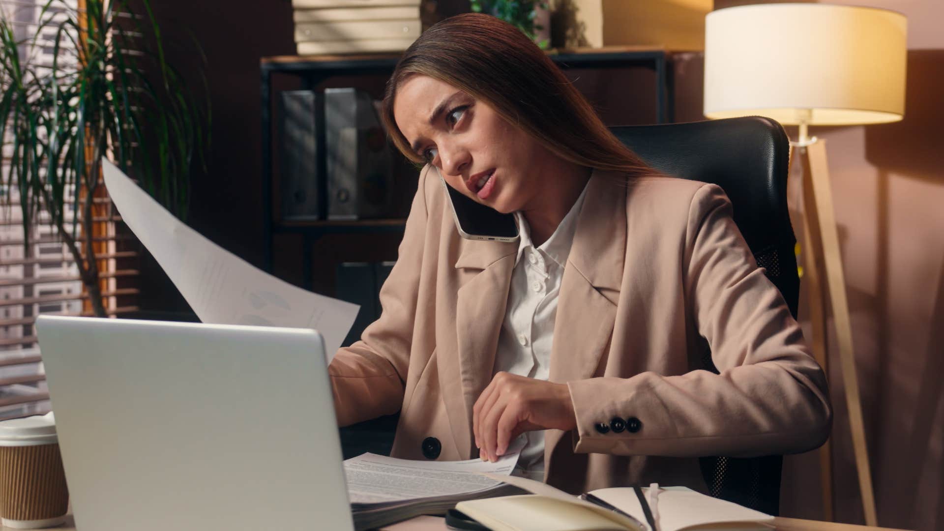 wildly productive woman multitasking at work