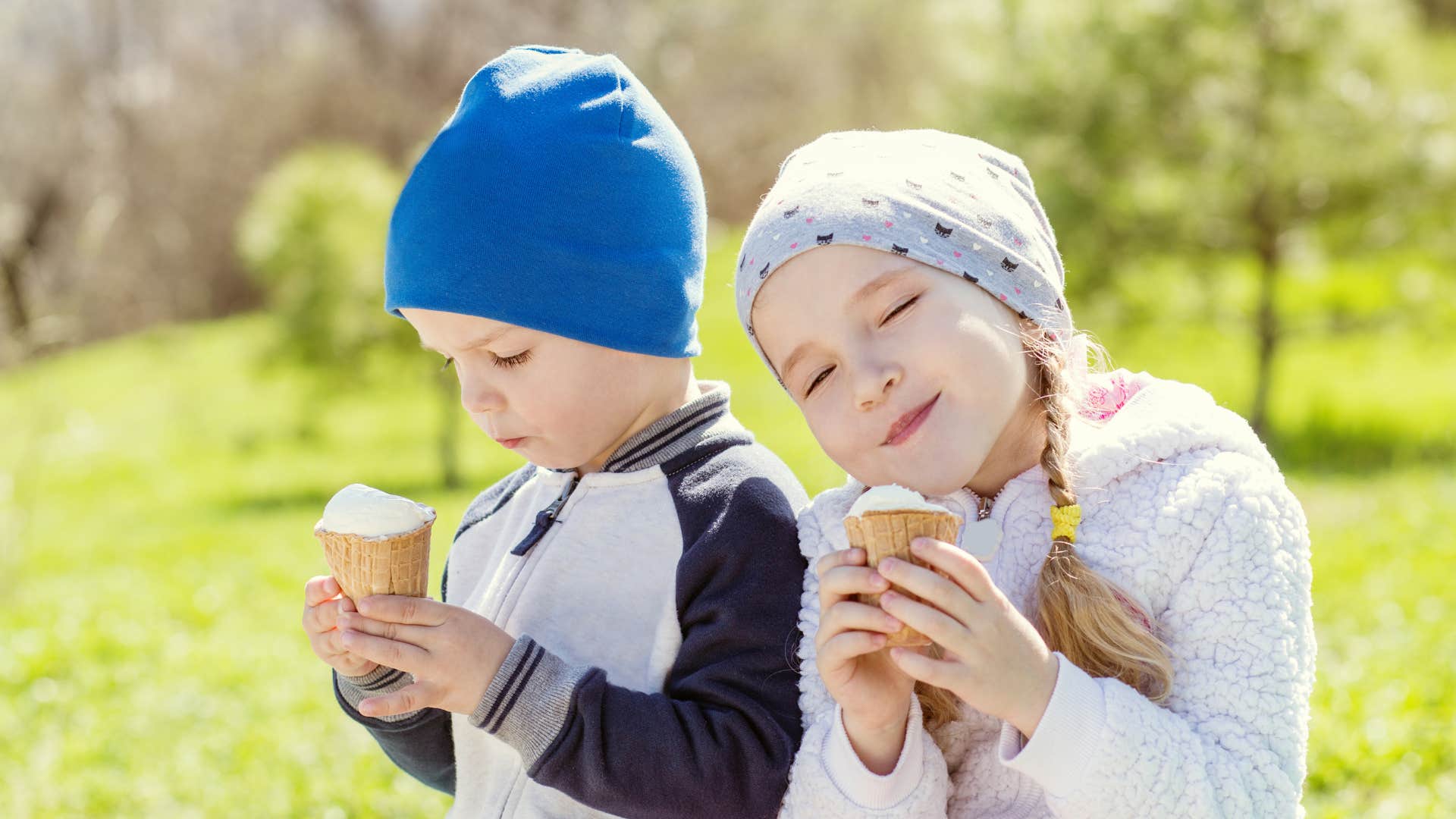 kids eating ice cream on the curb