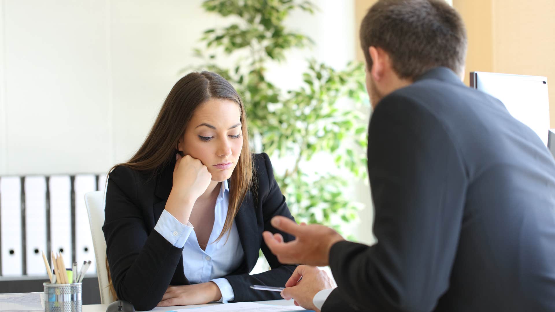 overthinking woman feeling distracted during conversation