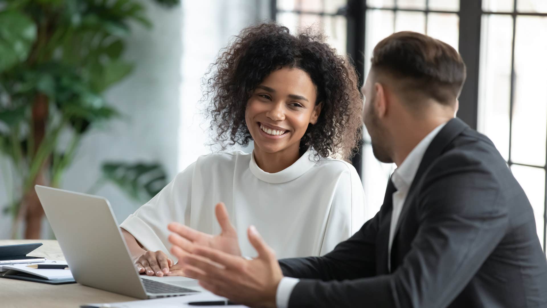 unbothered woman at work not over-explaining herself to boss