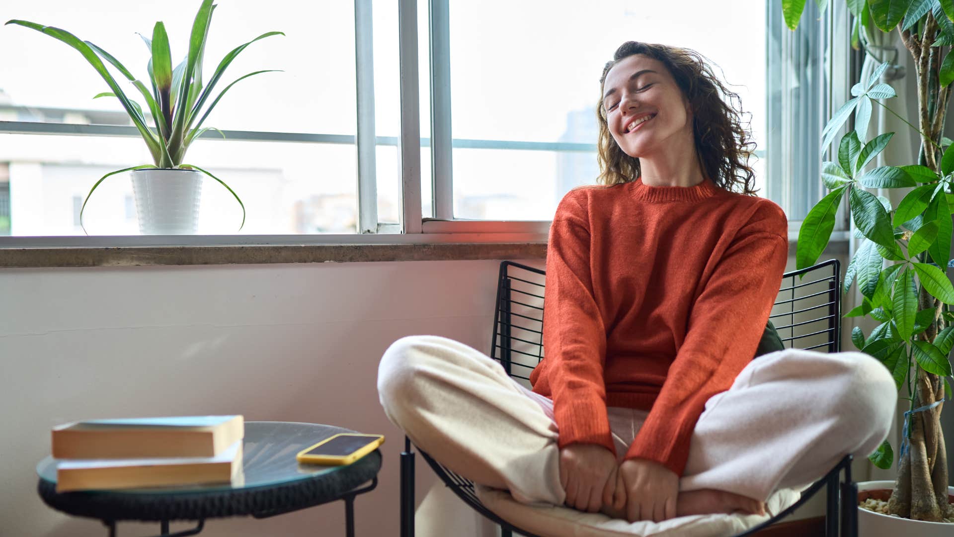 happy unbothered woman protecting her energy