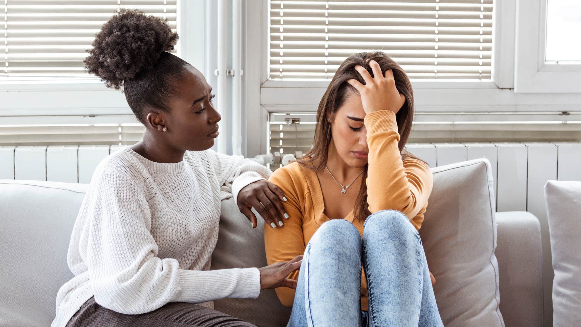 eldest daughter trying to solve all her friend's problems comforting her