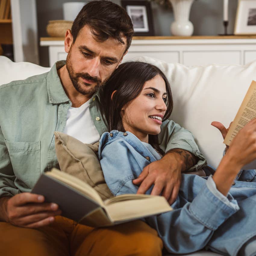 introverted man being physically present with his partner at home