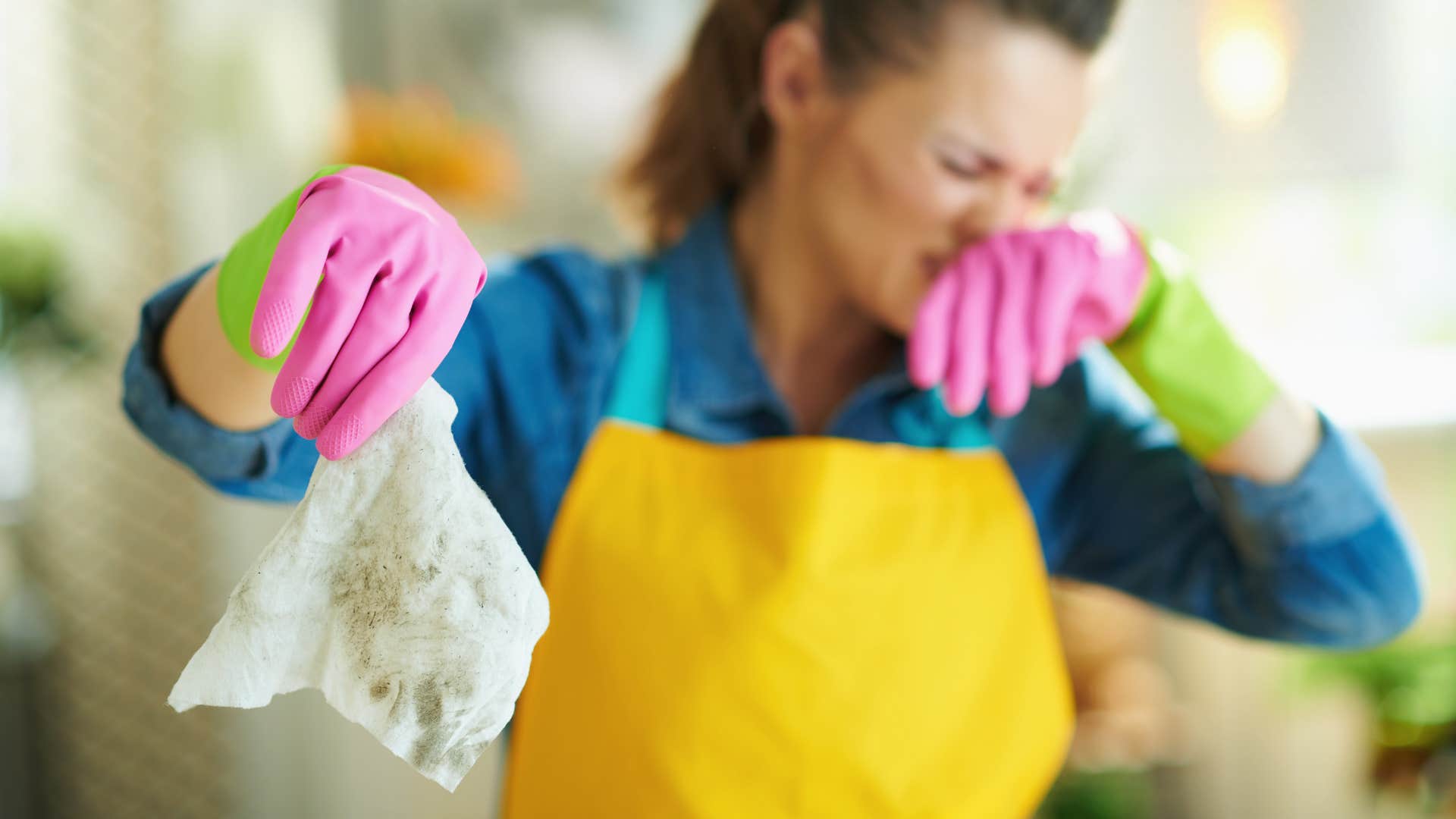 disgusted person with dirty wipe showing they have their life together
