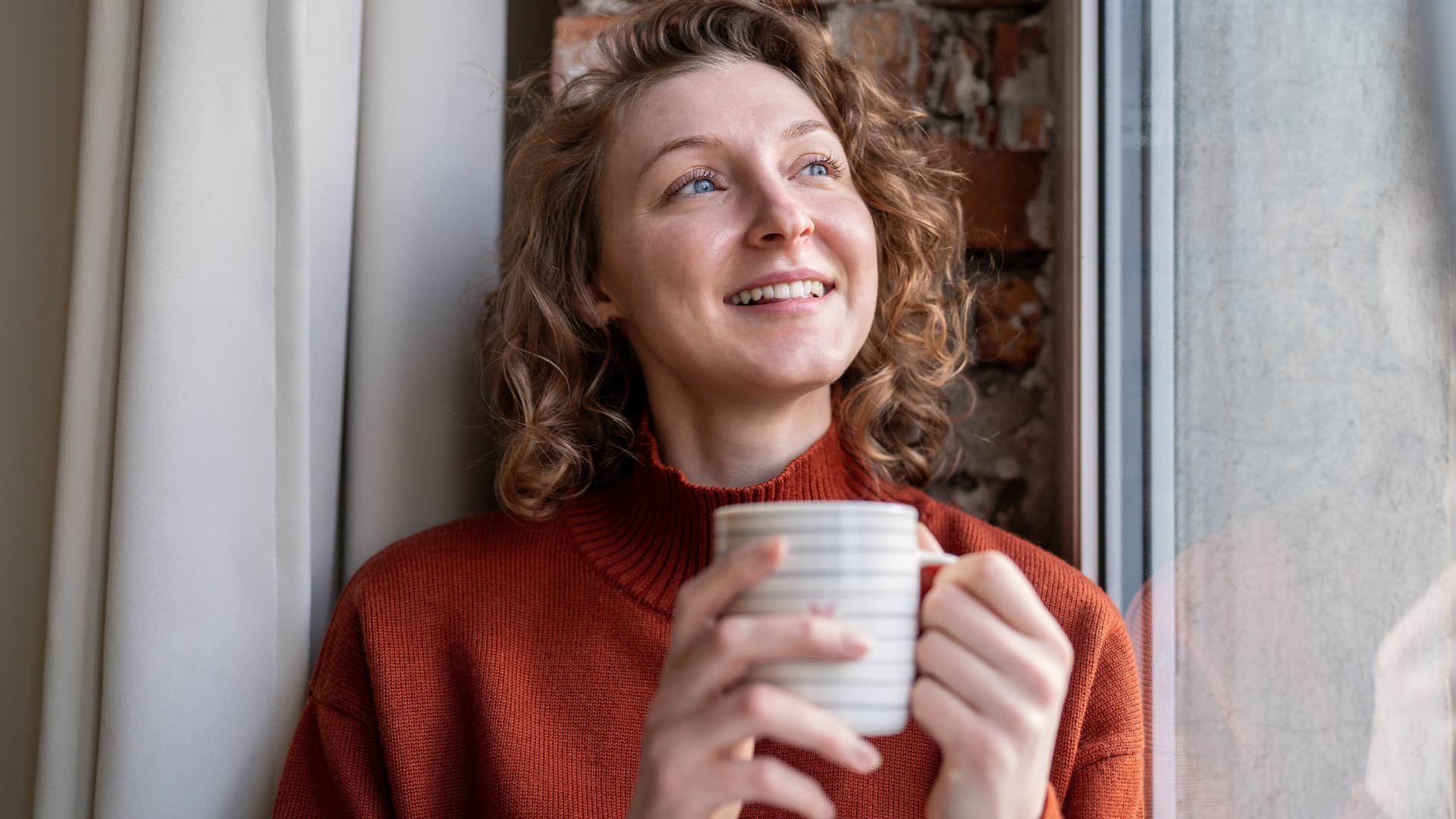 introverted woman who appreciates silence sitting at home