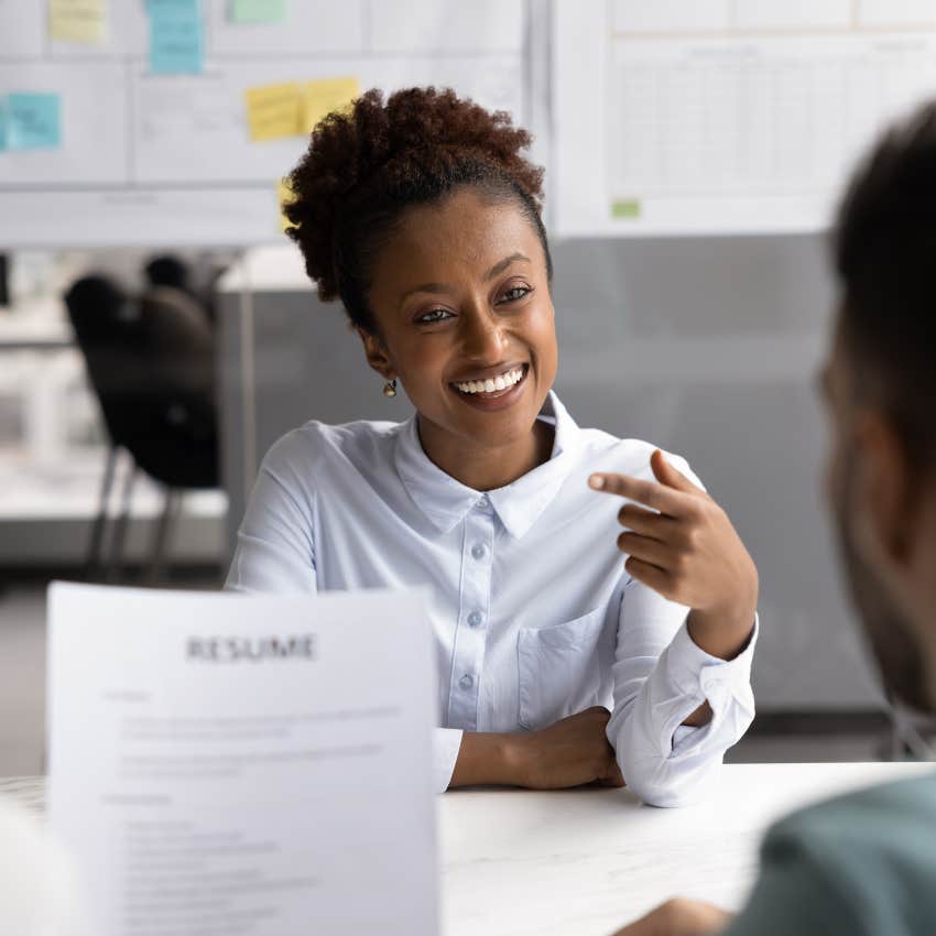 woman in an interview doesn't actually know what the boss is looking for
