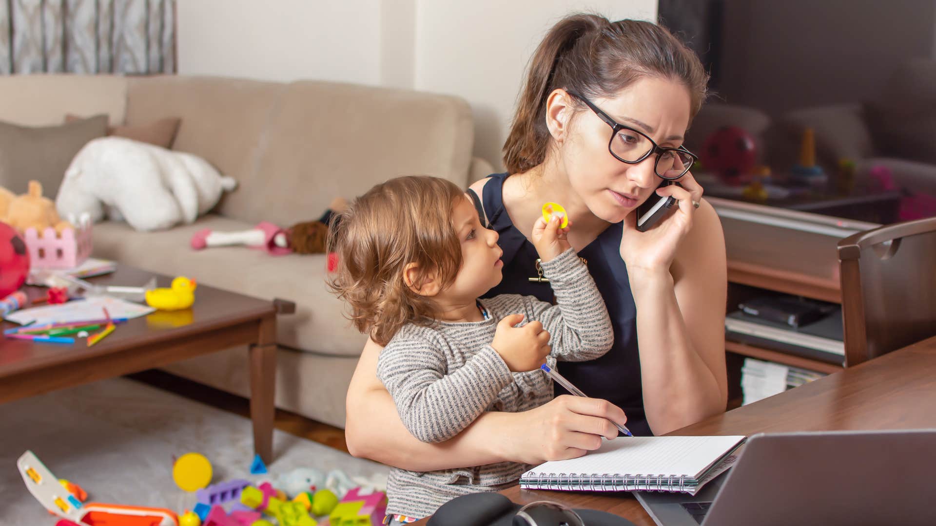 lonely woman burdened with all the responsibilities at home