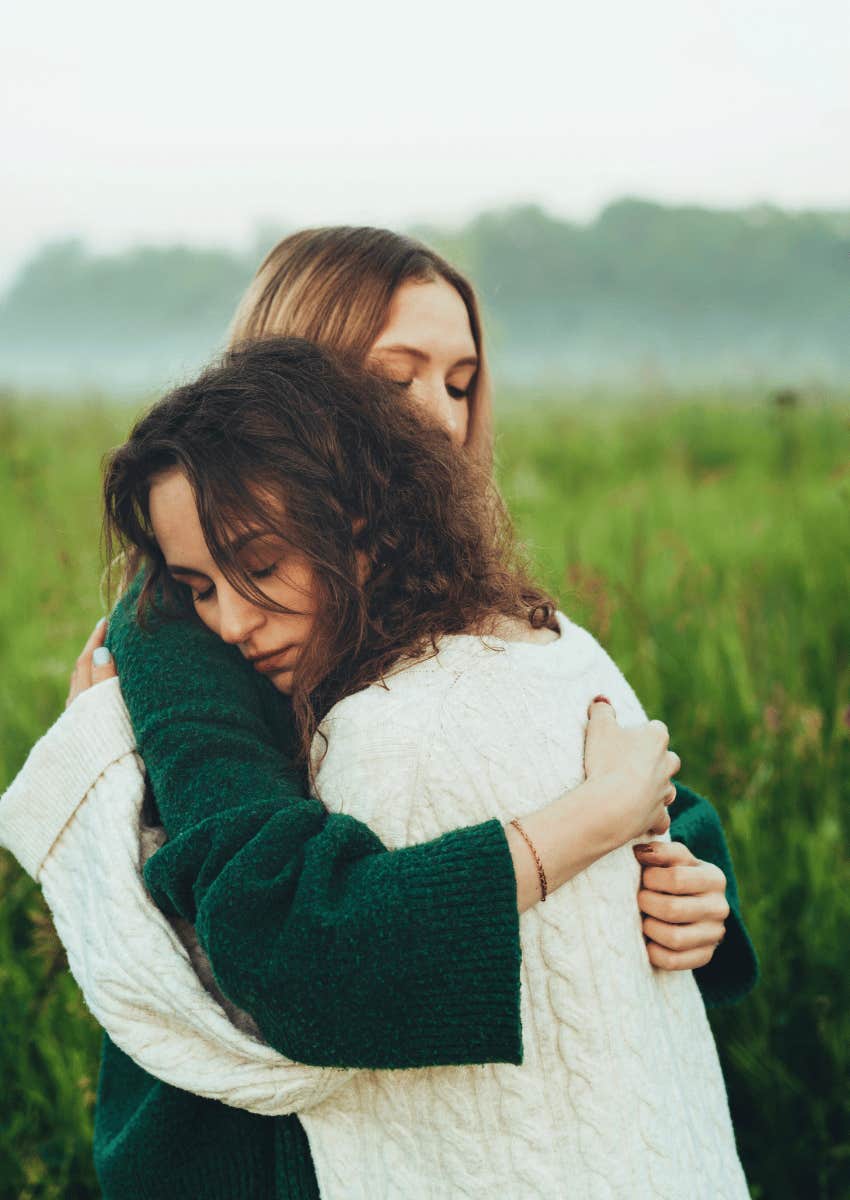 woman comfort together after losing parent