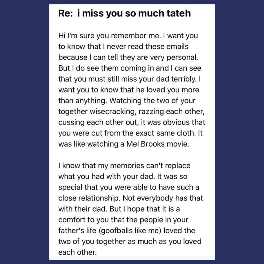 woman emails late father receives unexpected response x post