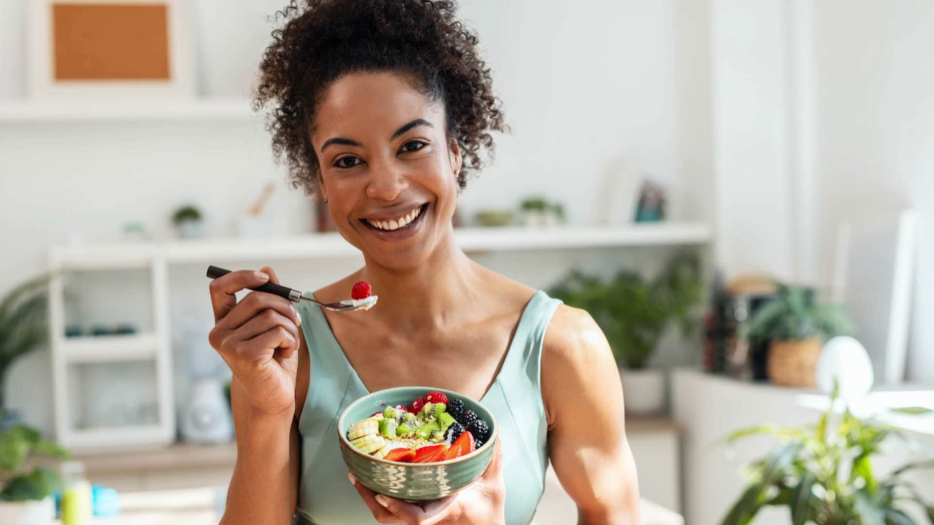 Woman with exceptionally high standards eats a salad