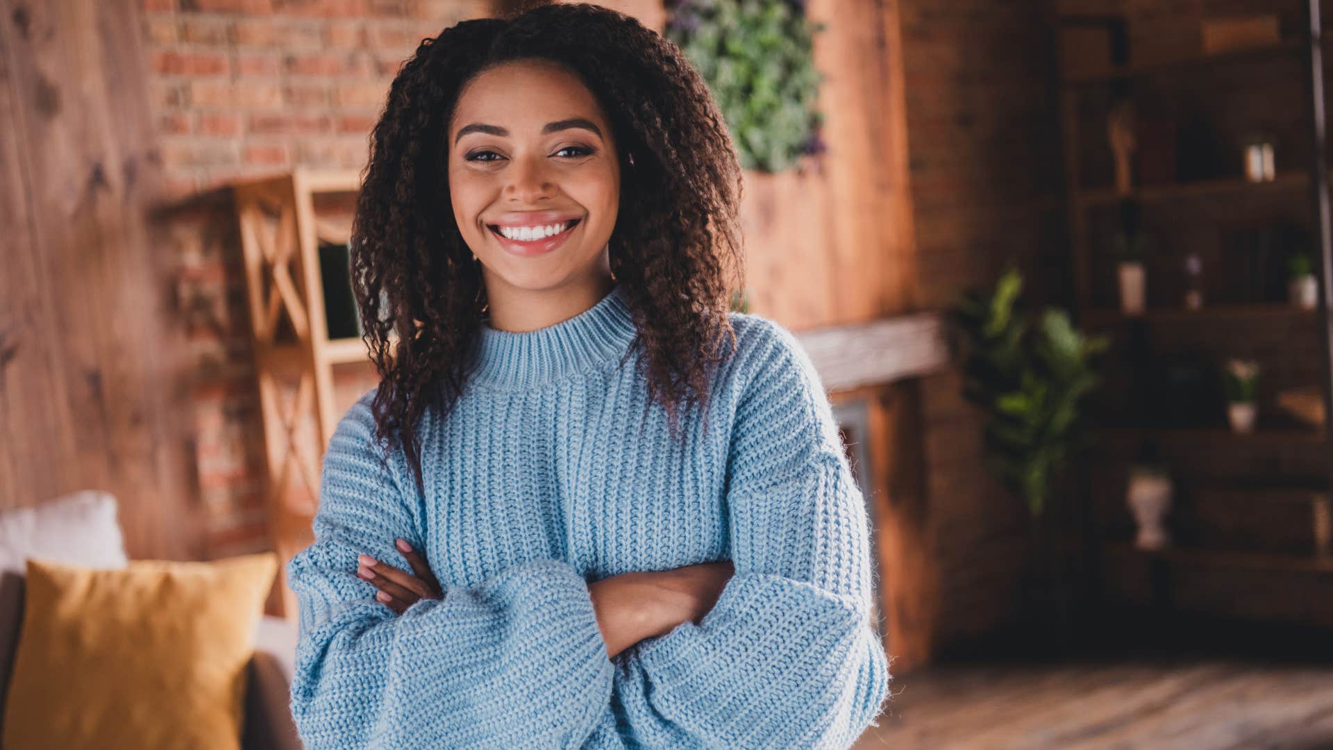 woman focused on the big picture at home