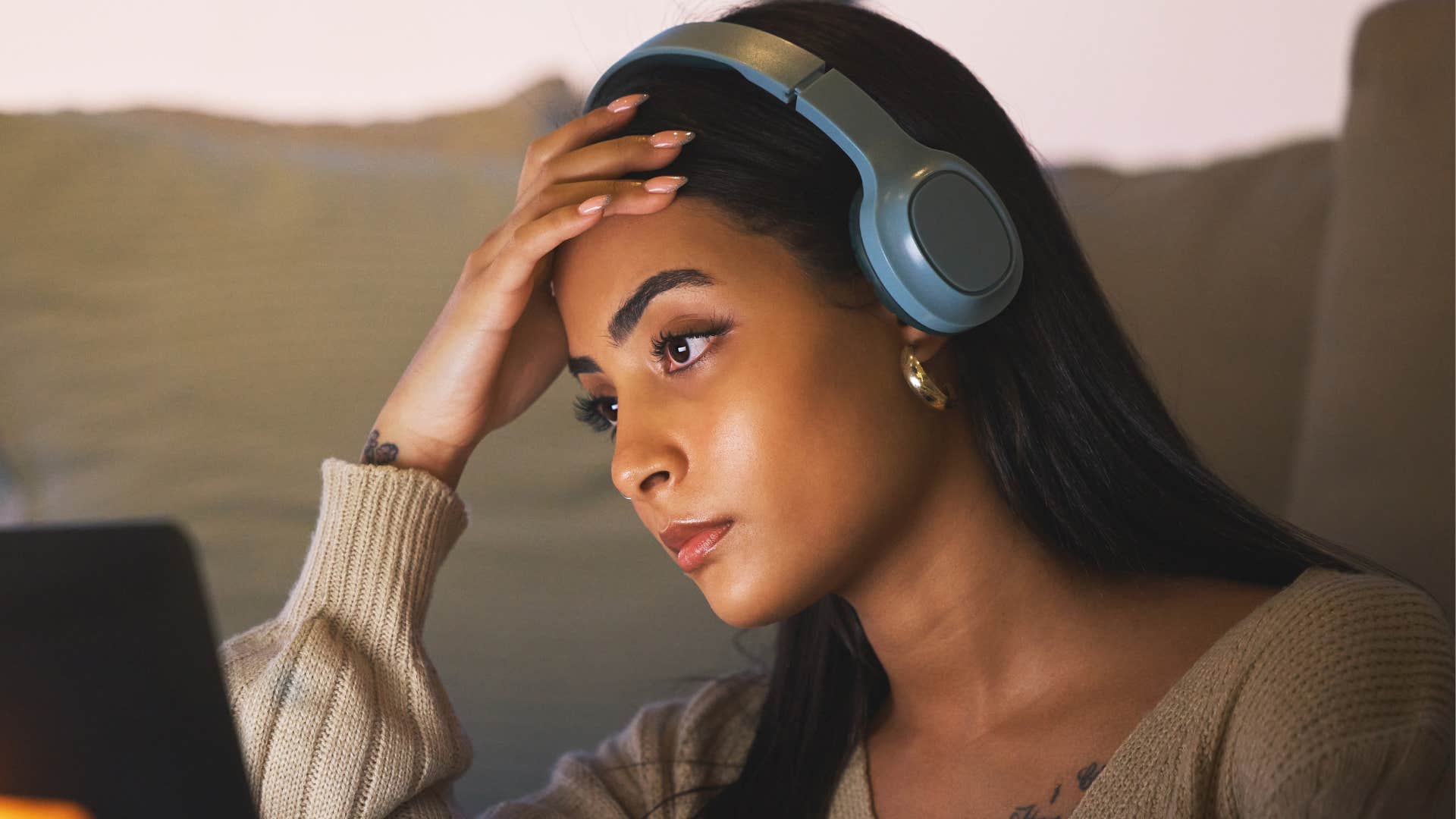 incredibly focused woman working on her laptop
