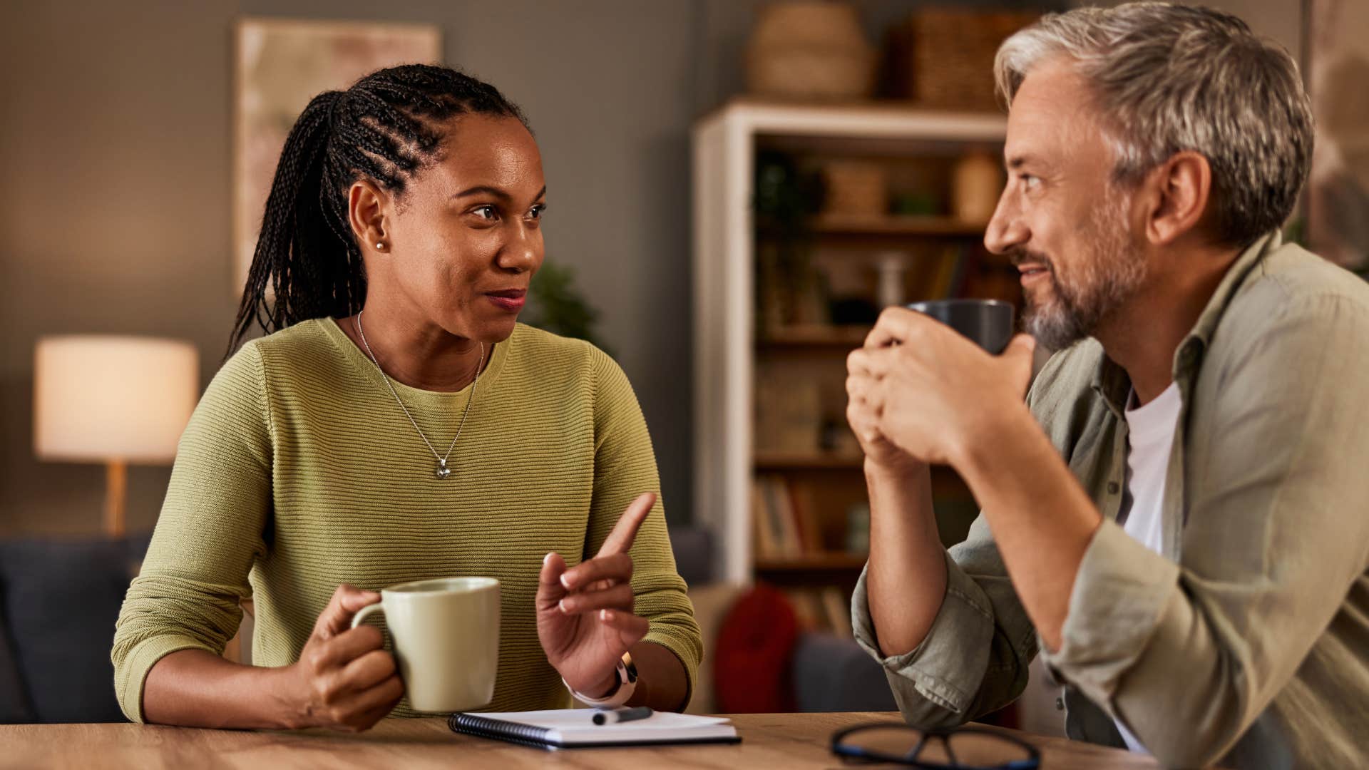 Woman who prefers deep conversations talking to her partner.