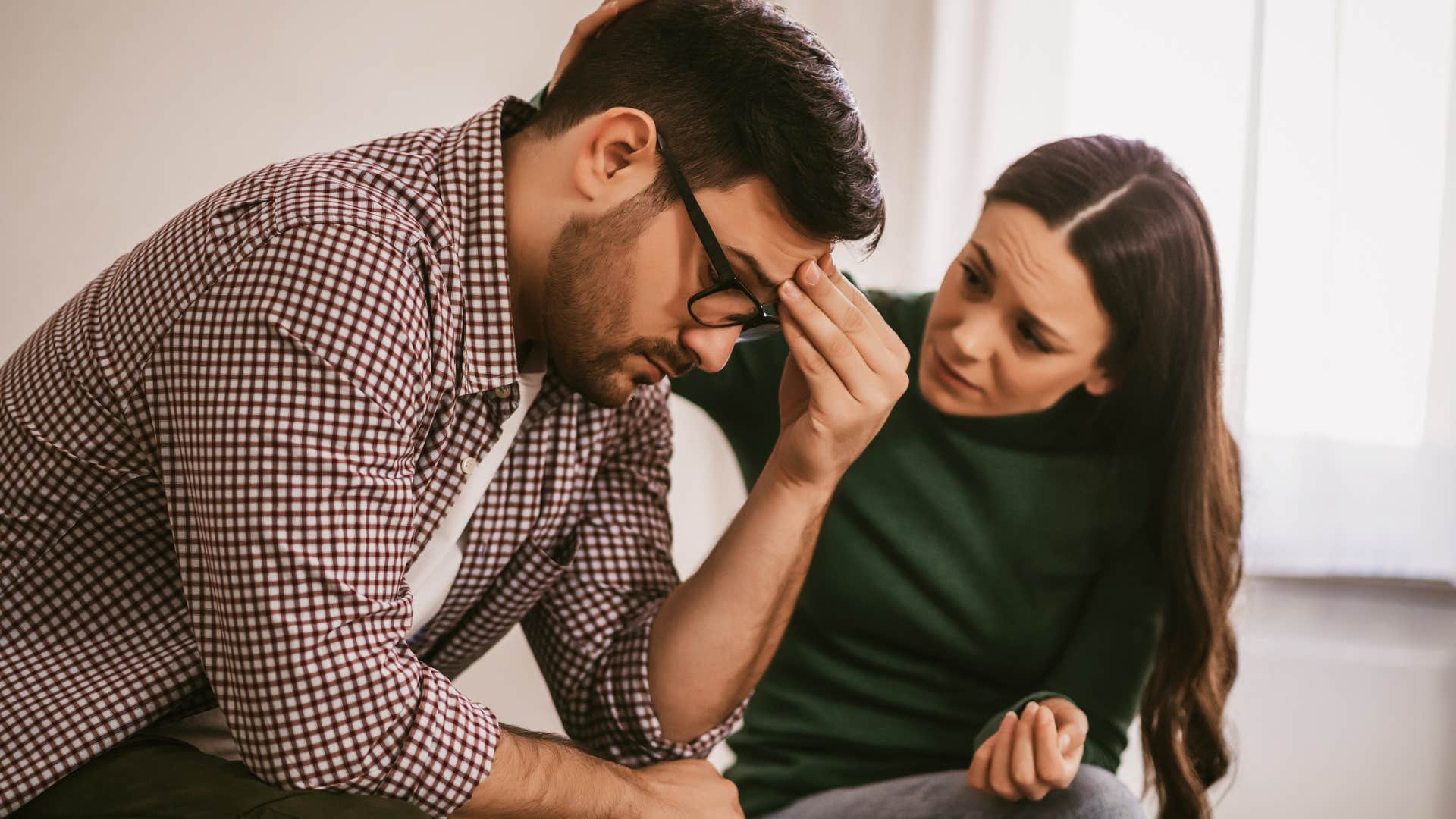 Woman who forgives honestly and often comforting her partner.