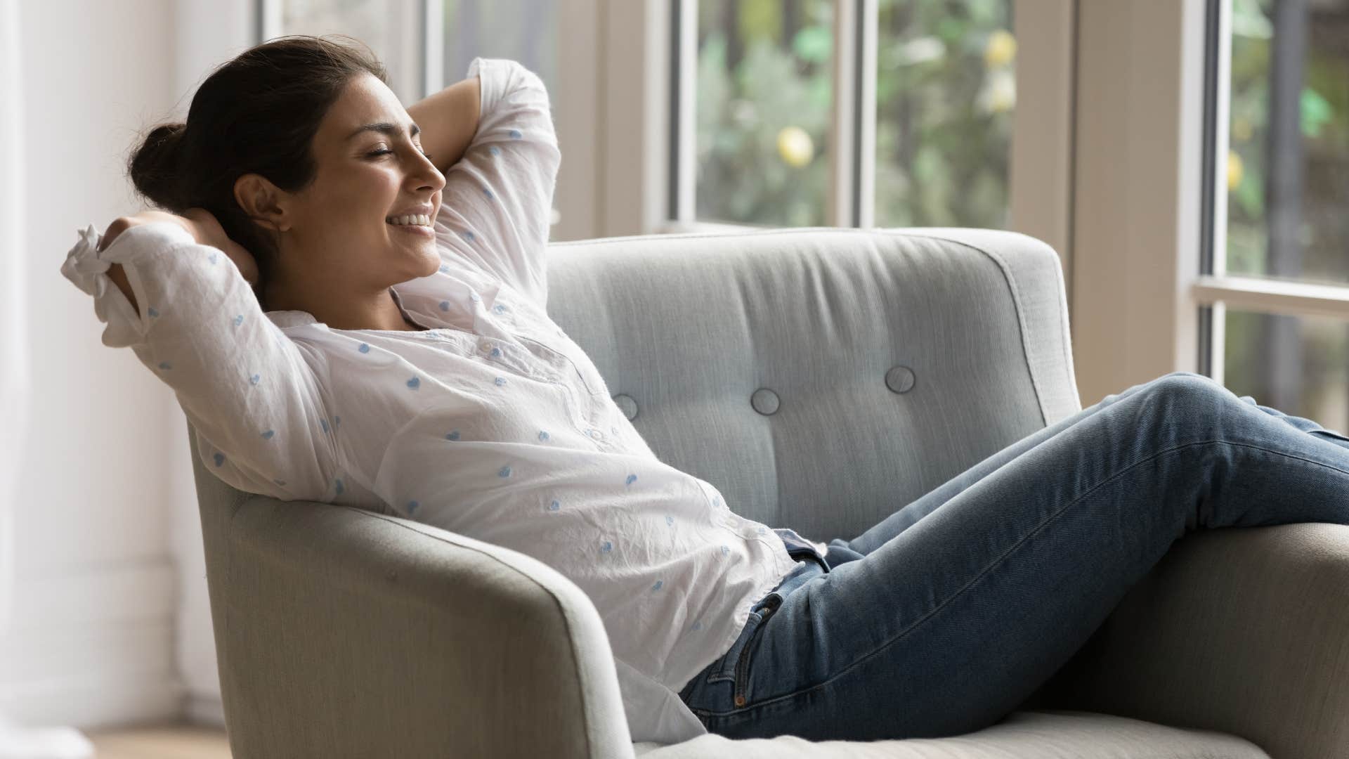 woman appreciating solitude living drama free