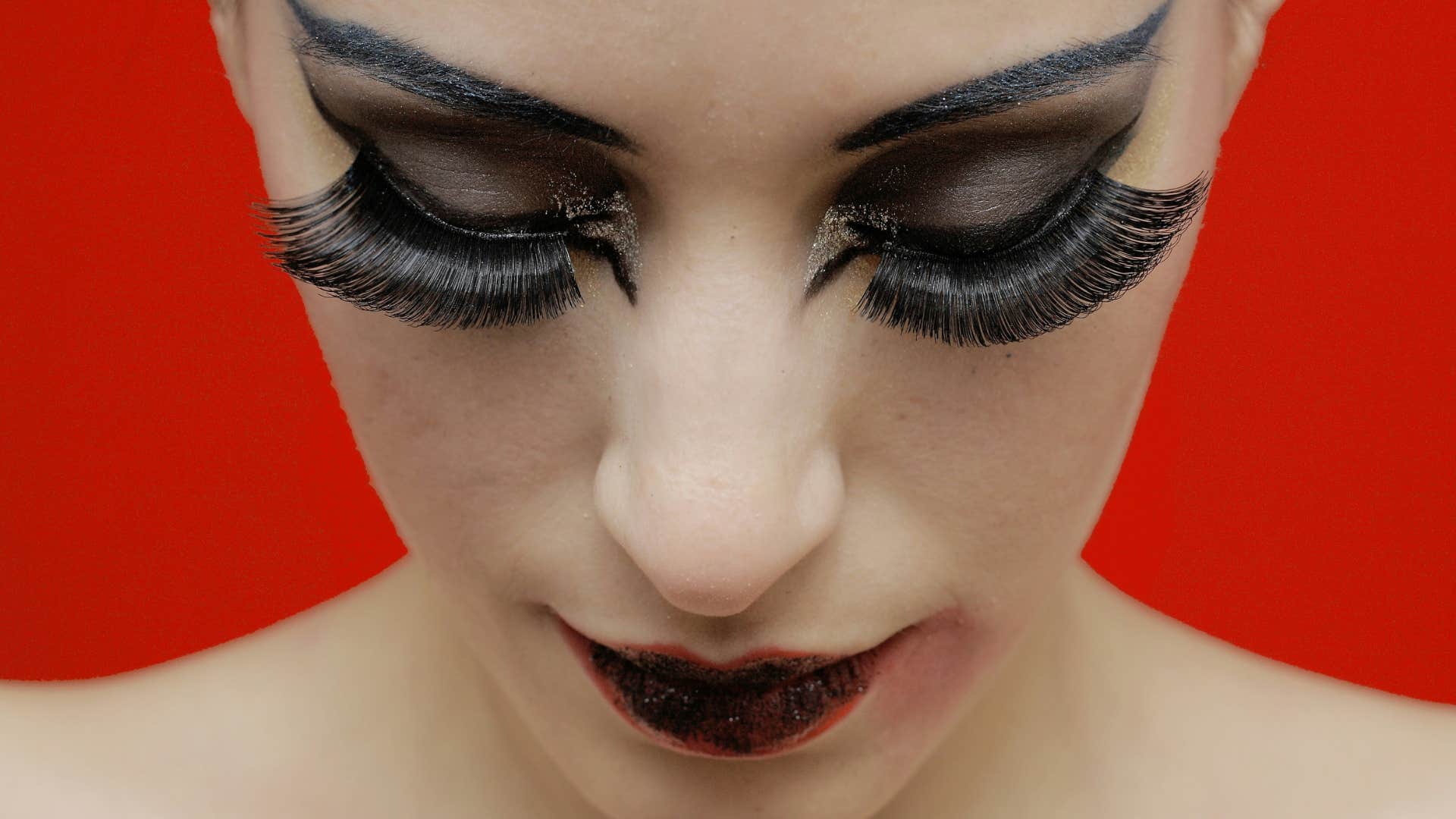 person wore heavy, dramatic makeup at the wrong times