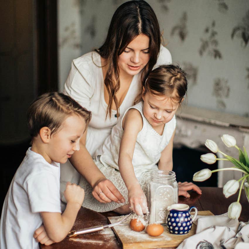 stay-at-home mom caring for her children challenging role