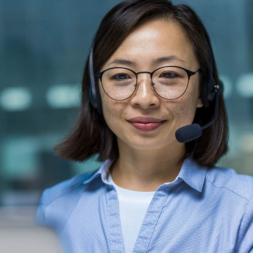 truly intelligent woman who pauses before speaking on phone call