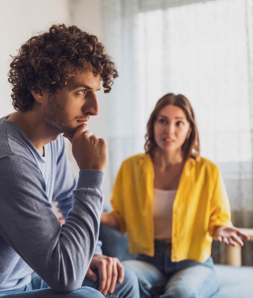 uncertain person listens to apology showing blame shifting